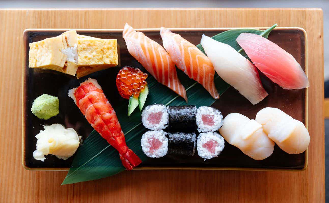 Enjoy Japanese, Gluten Free Options, Vegan Options, Vegetarian options, Restaurant, Free onsite parking, Highchairs available, Wheelchair accessible, Free Wifi, Table service, $$, Groups and Families cuisine at Hatsuhana Japanese in Main Beach, Gold Coast