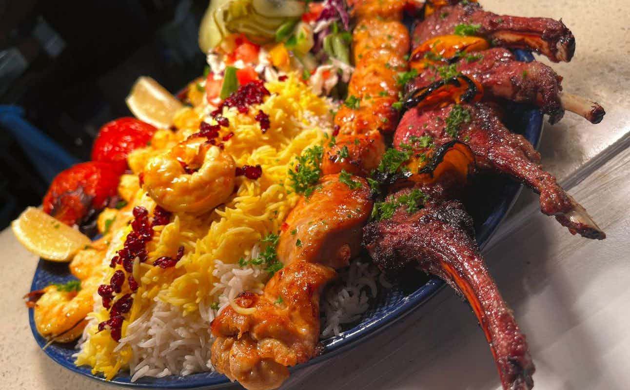 Enjoy Persian, Vegetarian options, Vegan Options, Restaurant, Indoor & Outdoor Seating, Table service, Wheelchair accessible, Dog friendly, $$$ and Groups cuisine at Baba Joon Persian Grill in Surfers Paradise, Gold Coast