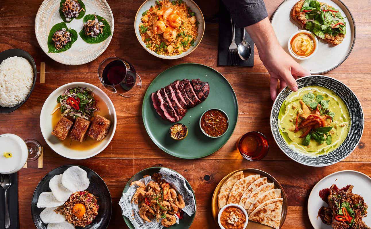 Enjoy South Asian, Gluten Free Options, Vegan Options, Vegetarian options, Restaurant, Private Dining, Table service, Free Wifi, $$$$, Date night and Families cuisine at The George on Collins in Melbourne City, Melbourne
