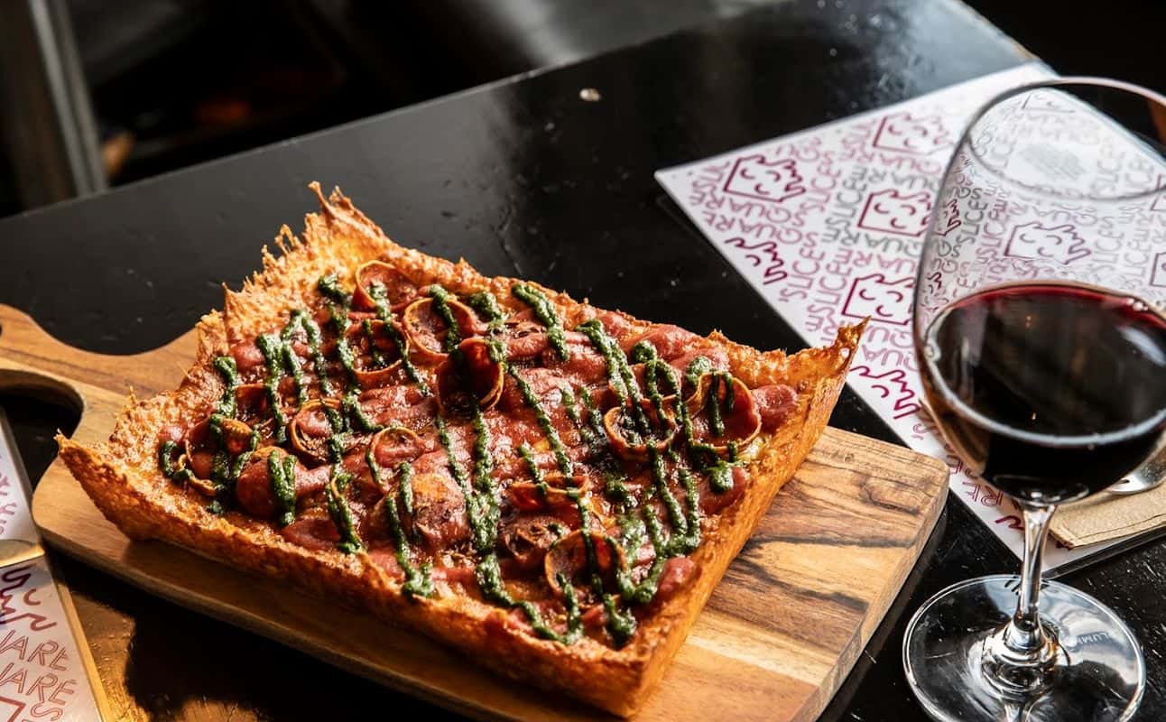 Enjoy American, Italian, Gluten Free options, Vegan options, Vegetarian options, Restaurant, Highchairs available, $$$, Groups and Families cuisine at Square Slice Windsor in Windsor, Melbourne