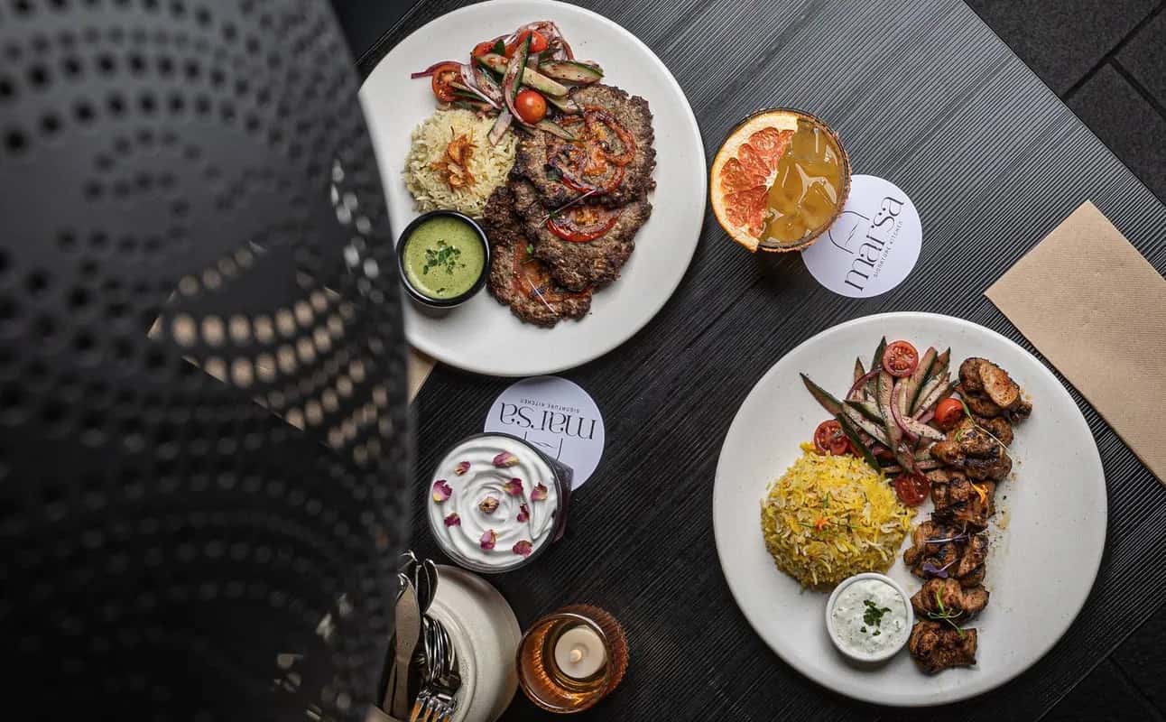 Enjoy Middle Eastern, Halal, Gluten Free options, Vegan options, Restaurant, Table service, Child friendly, Indoor & outdoor seating, $$$, Groups, Families, Date night, Kids, Special occasion and Views cuisine at Marsa Signature Kitchen in Cairns City Centre, Cairns