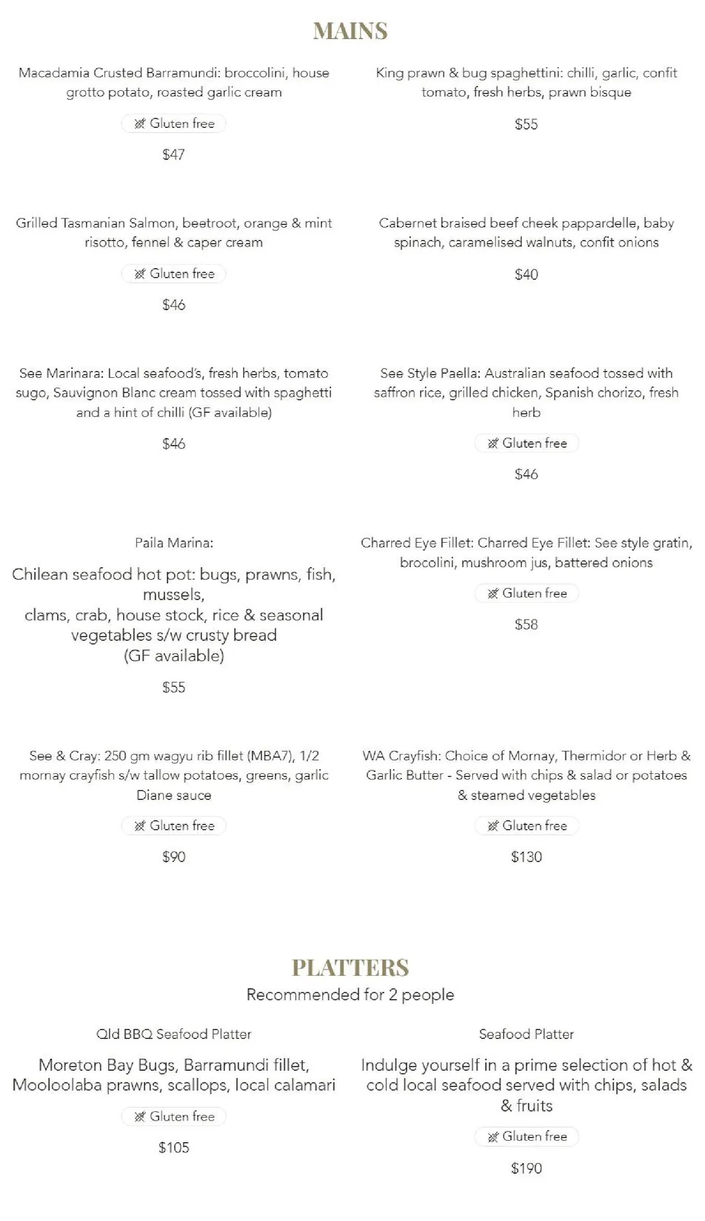 See Restaurant menu, page 3