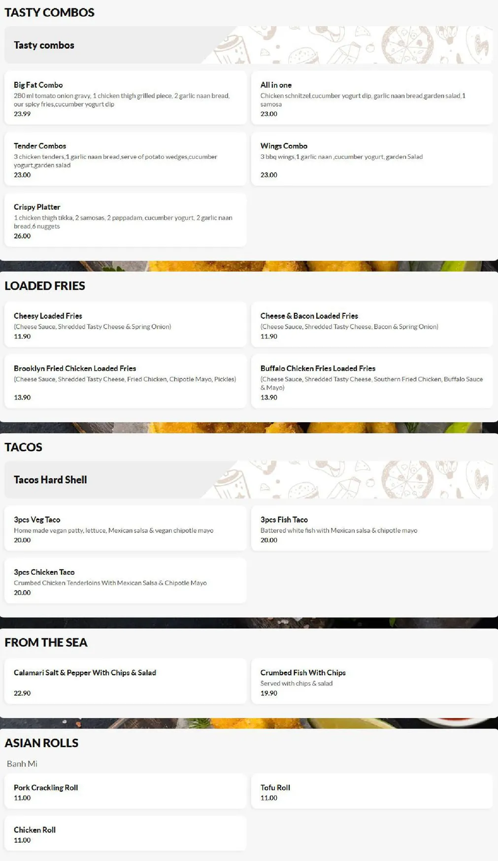 The Newtown Corner menu, page 3