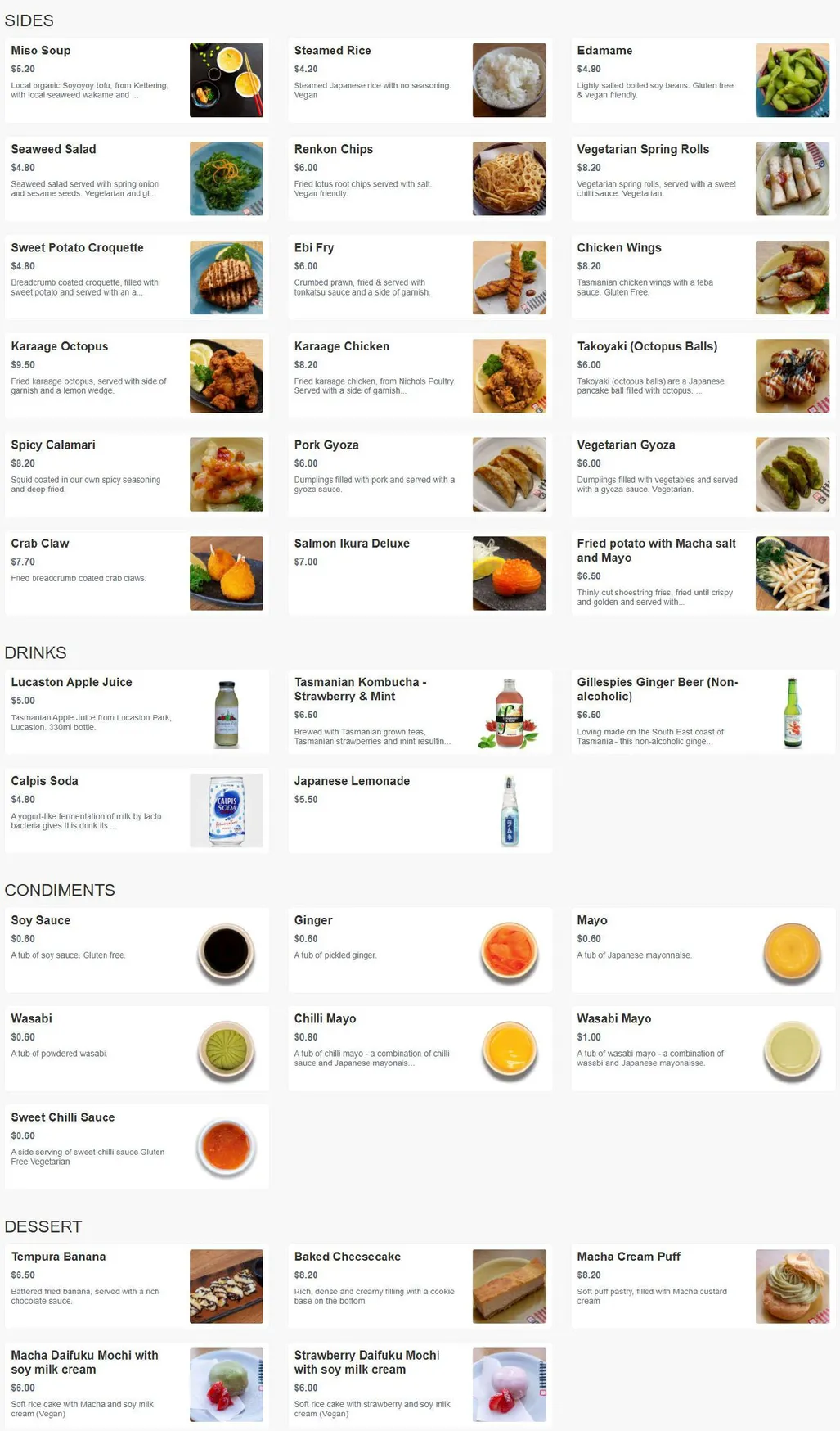 Sush Track menu, page 3