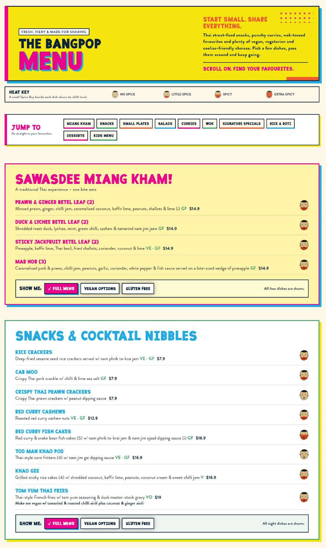 BangPop menu, page 1