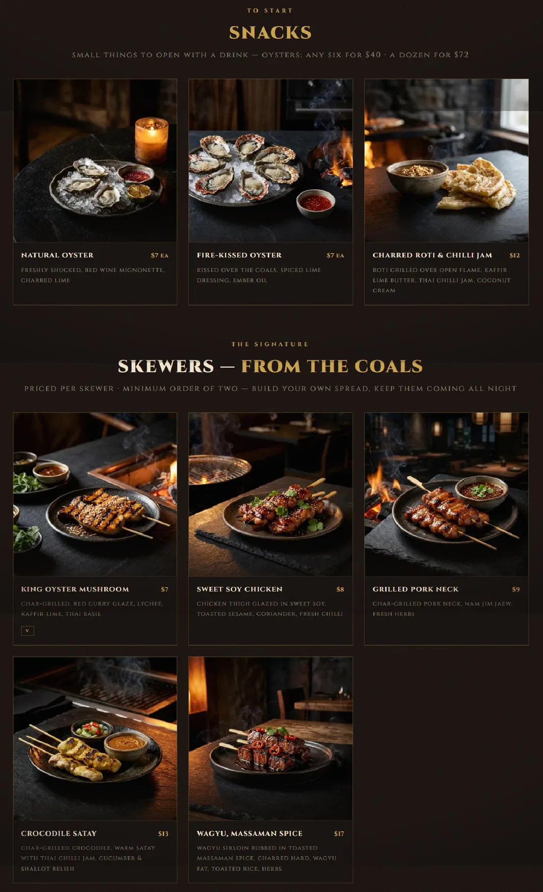 Soi Fire menu, page 1