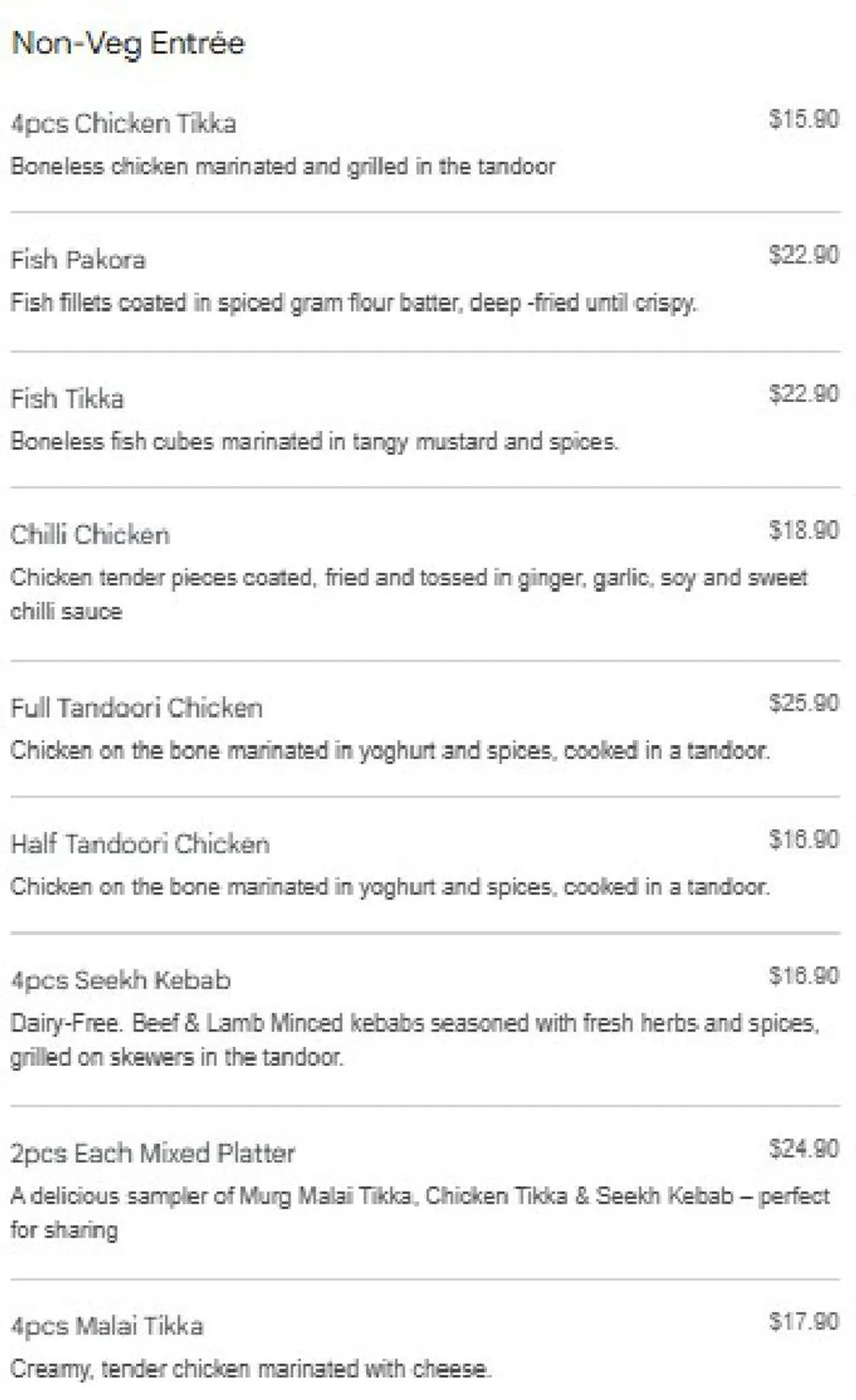 Swaad e India menu, page 2
