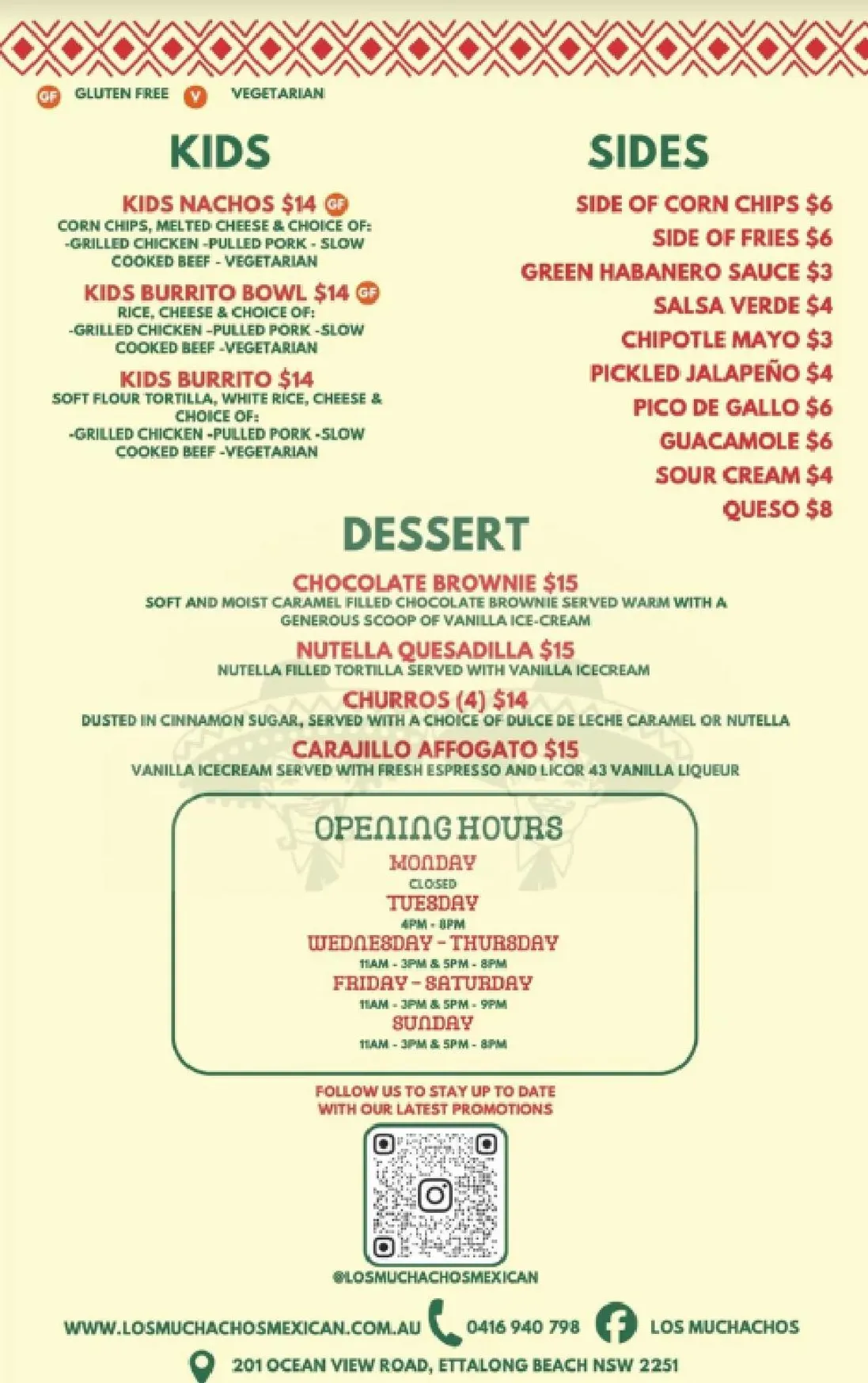 Los Muchachos menu, page 2