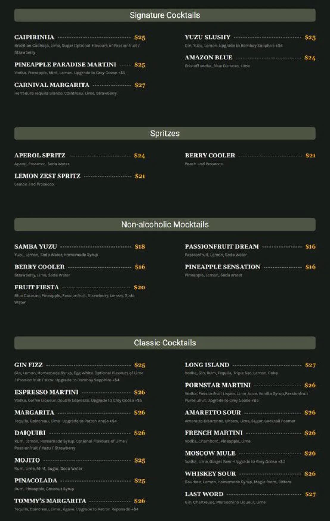 Brazico Restaurant menu, page 4