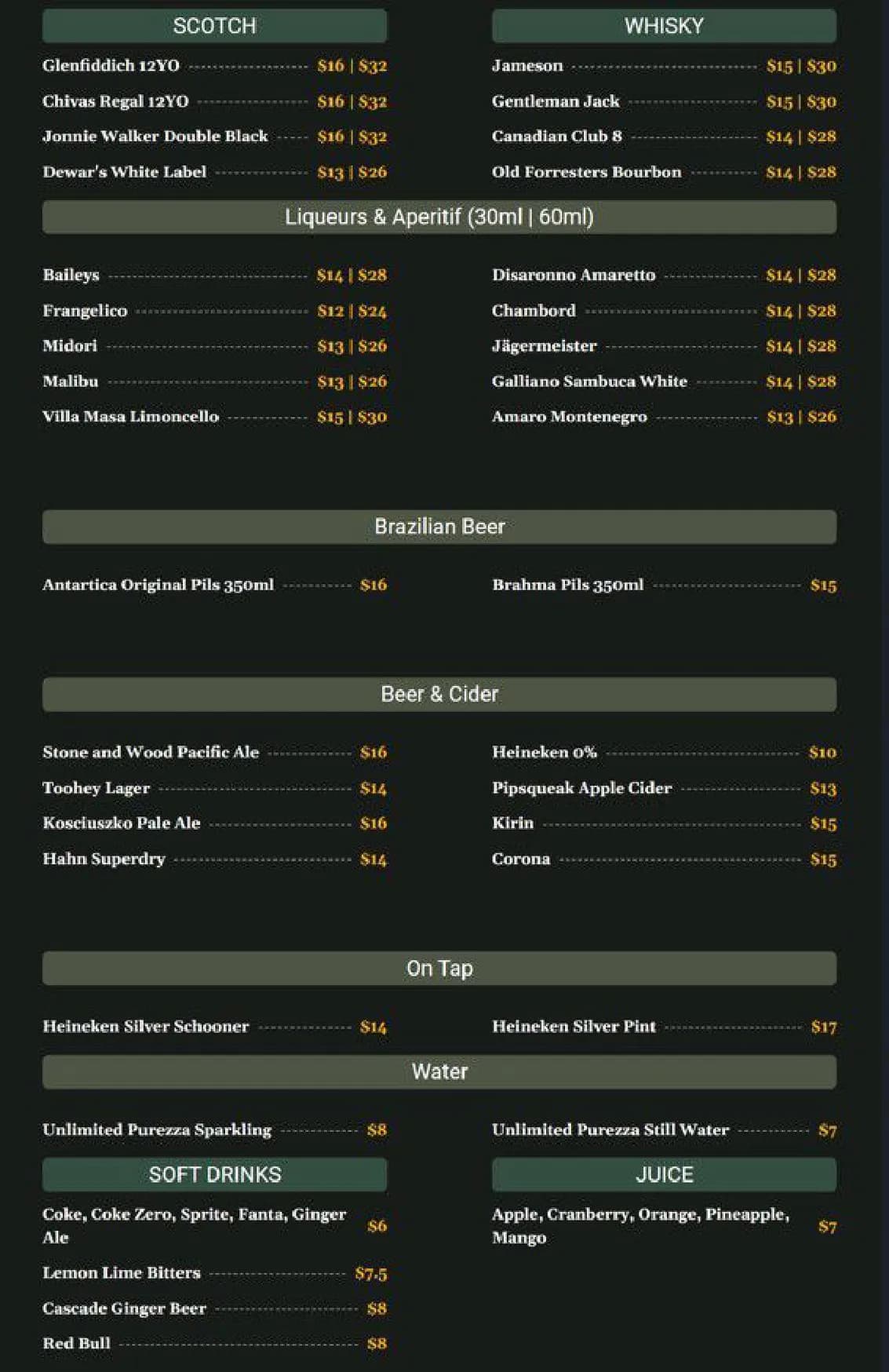 Brazico Restaurant menu, page 7