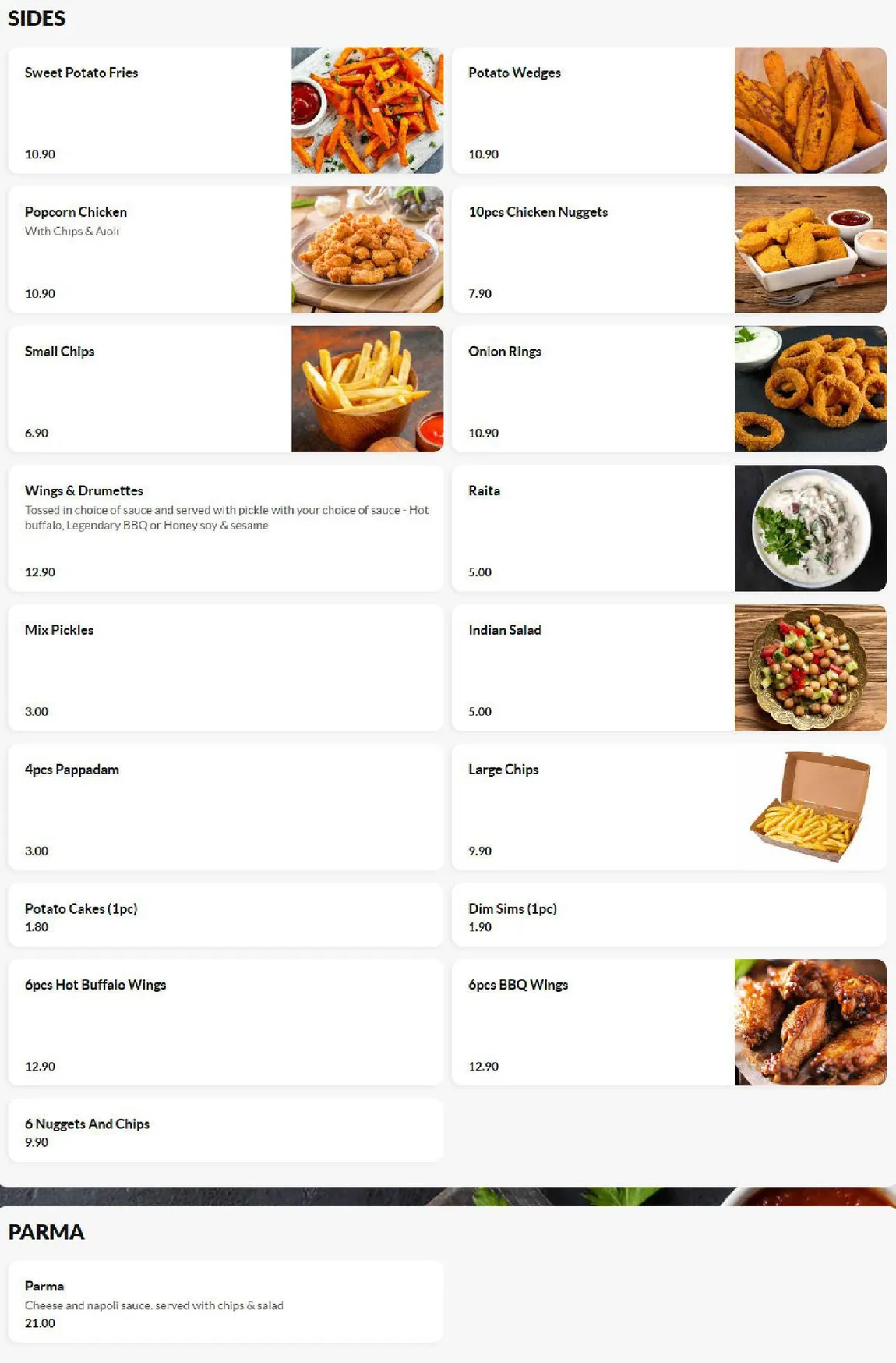 The Newtown Corner menu, page 7