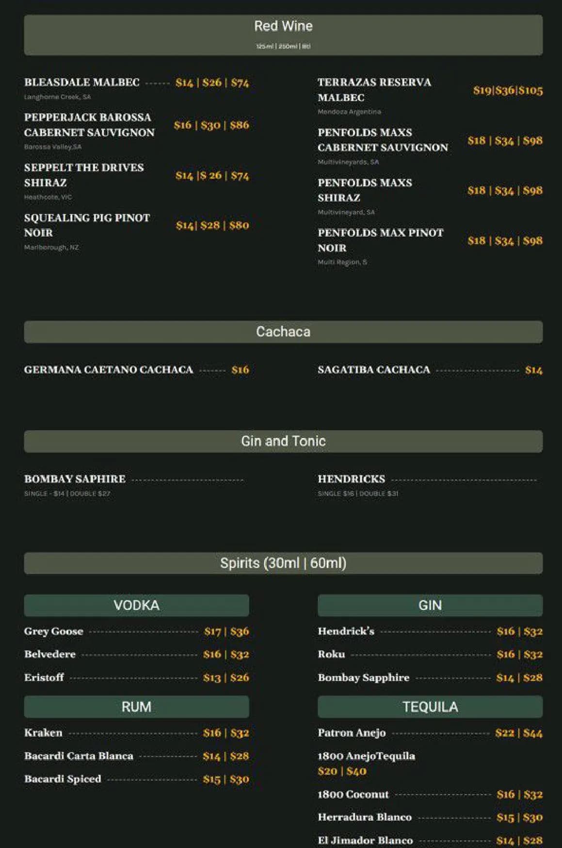 Brazico Restaurant menu, page 6