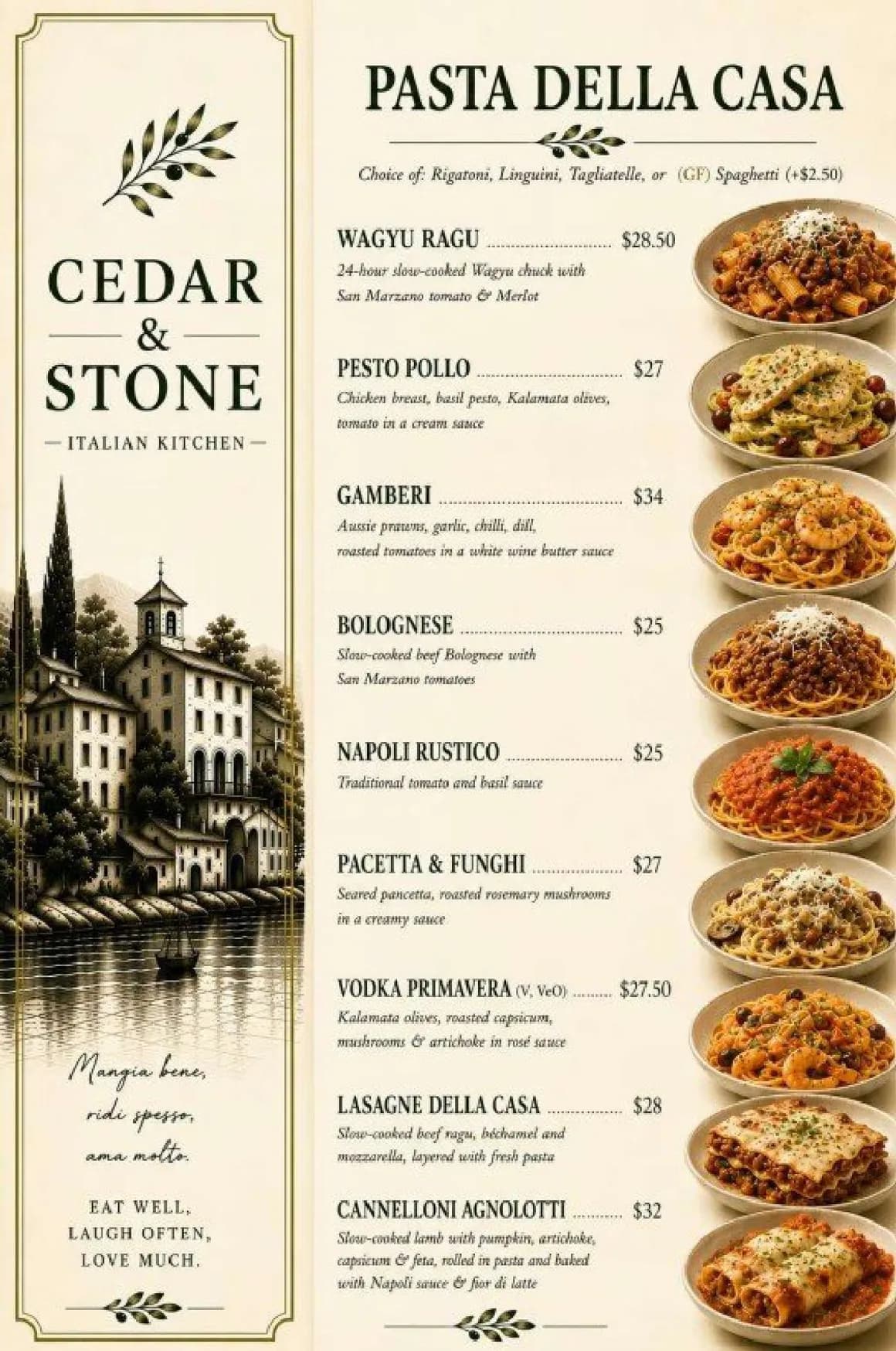 Cedar & Stone menu, page 3