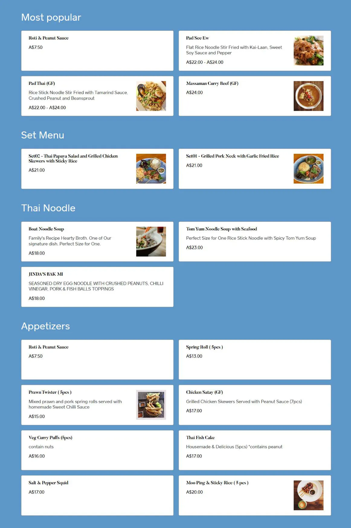 Ya Jinda Doncaster menu, page 1