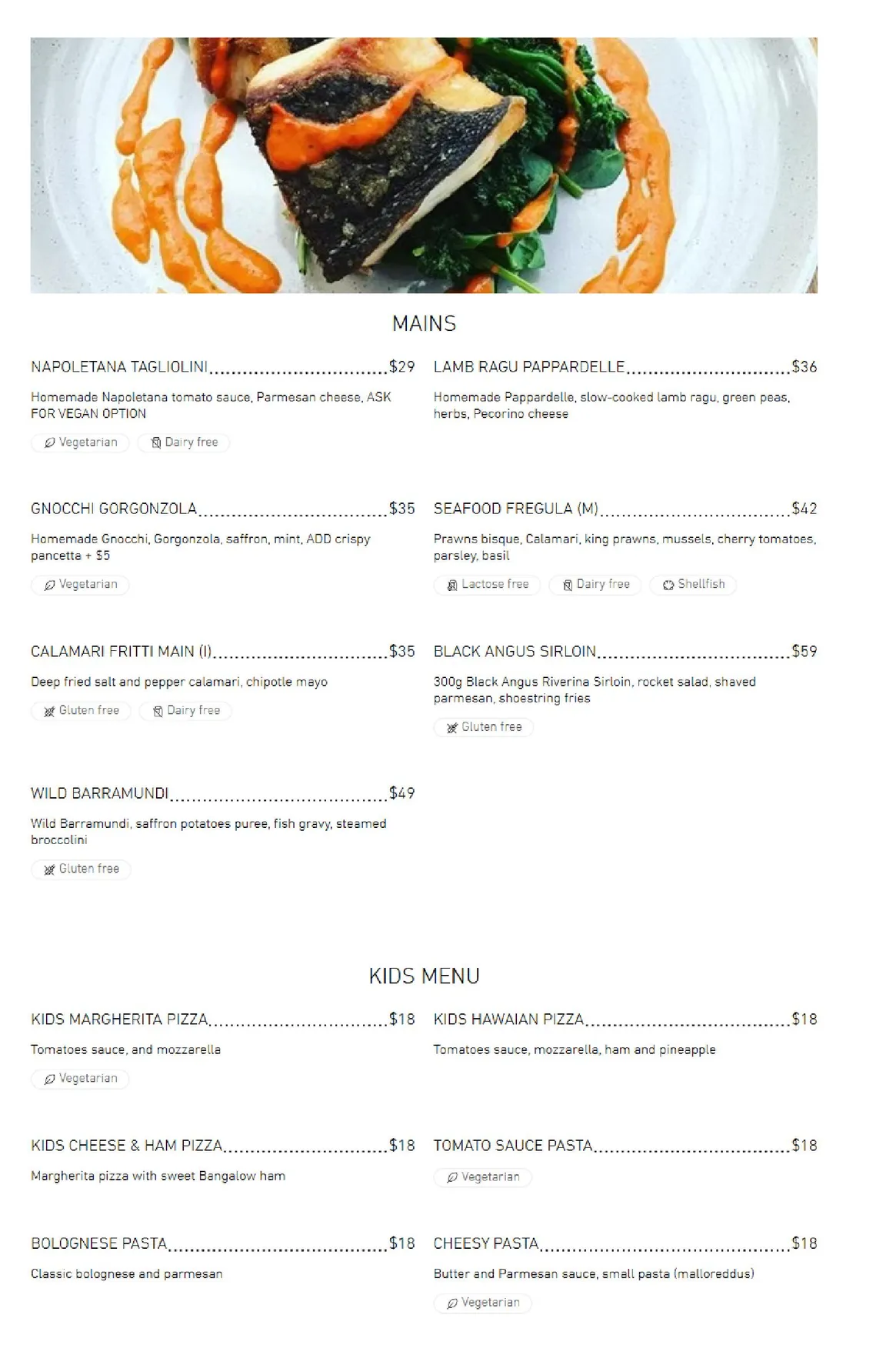 Trattoria Basiloco menu, page 4