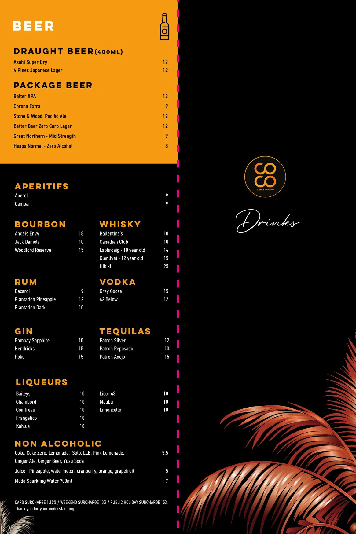 Coco Bar and Dining menu, page 5