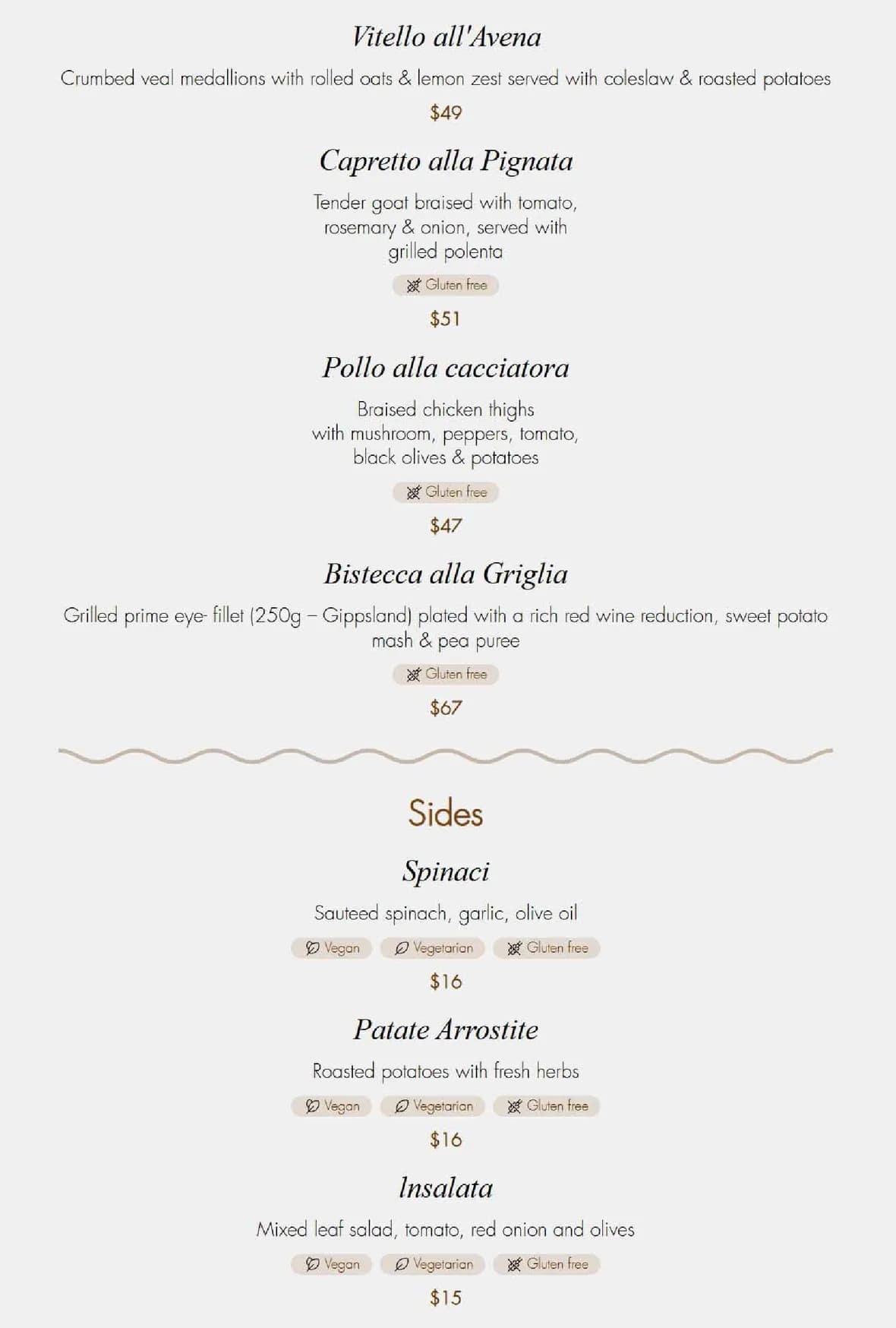 Geppetto Trattoria menu, page 4