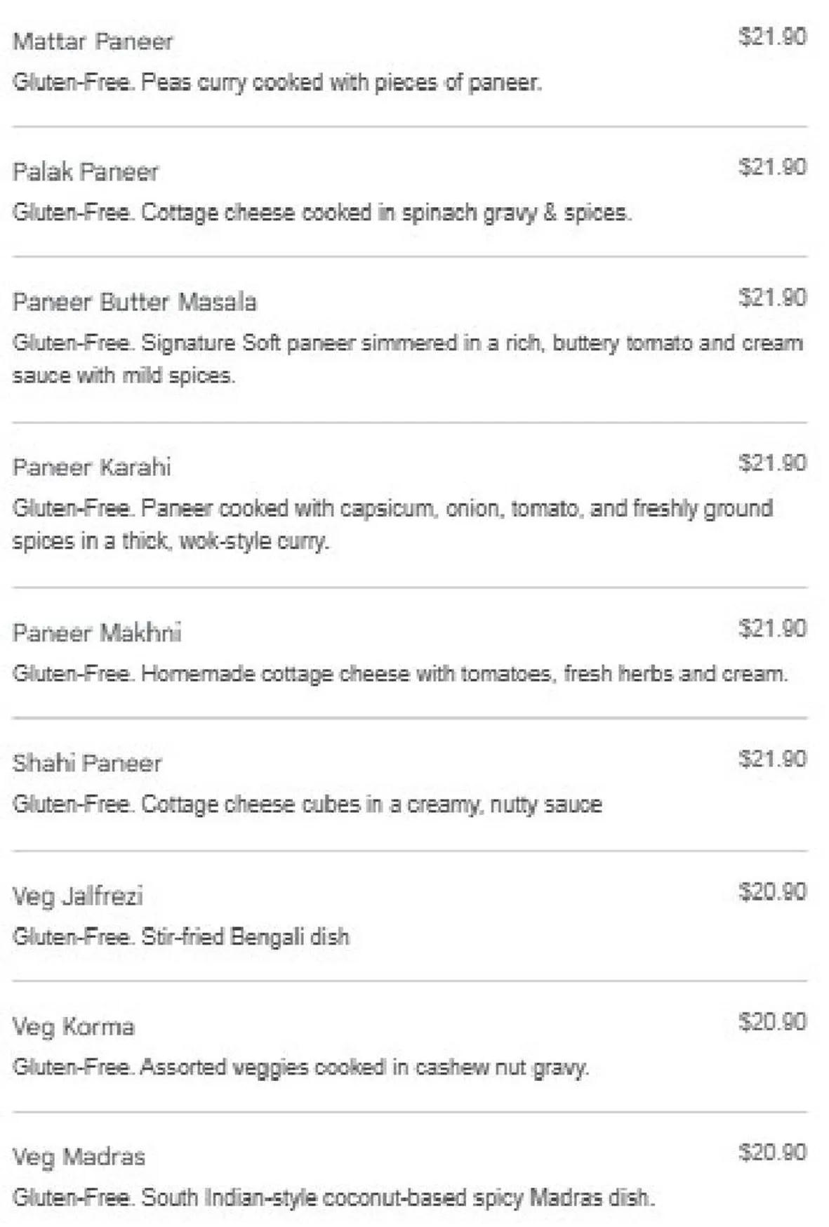 Swaad e India menu, page 9