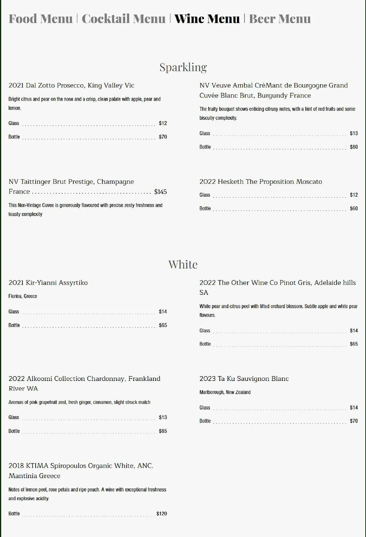 Danté menu, page 7