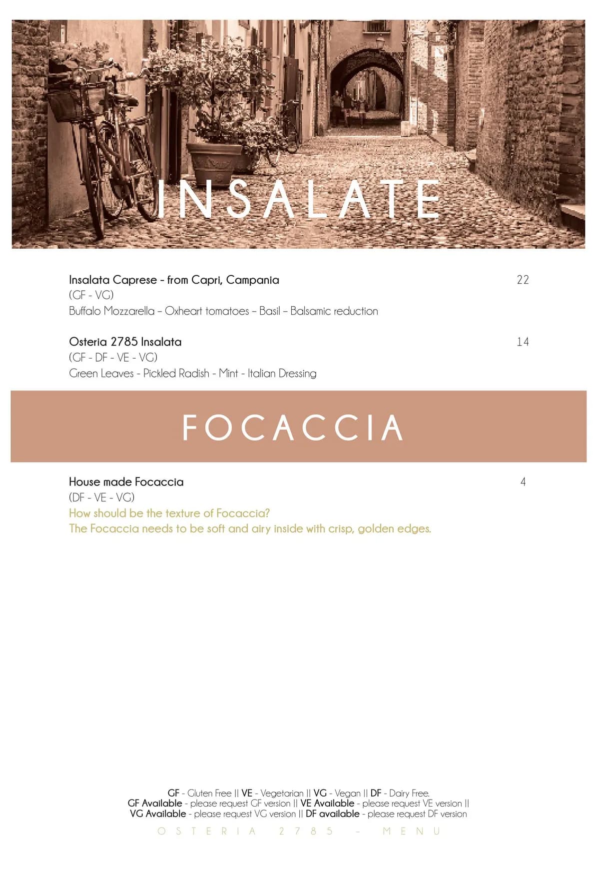 Osteria 2785 menu, page 8