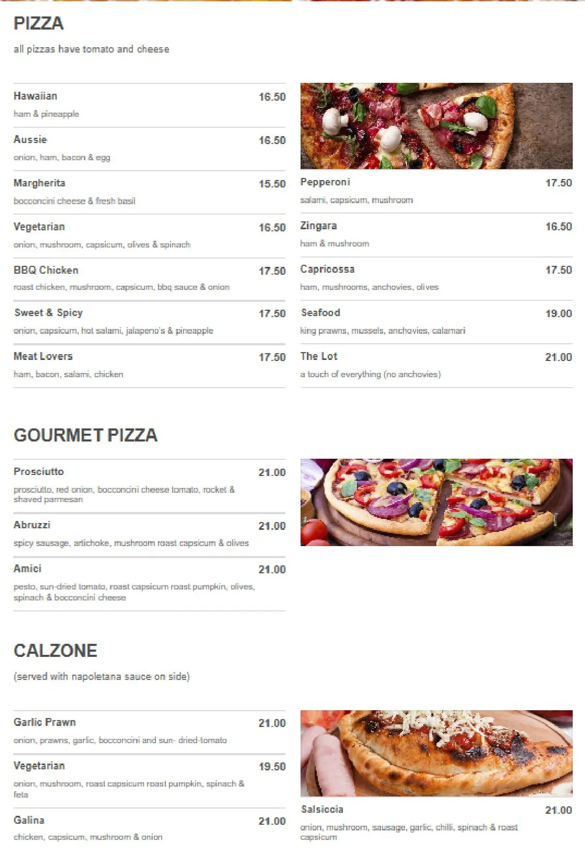 Amici Restaurant menu, page 5