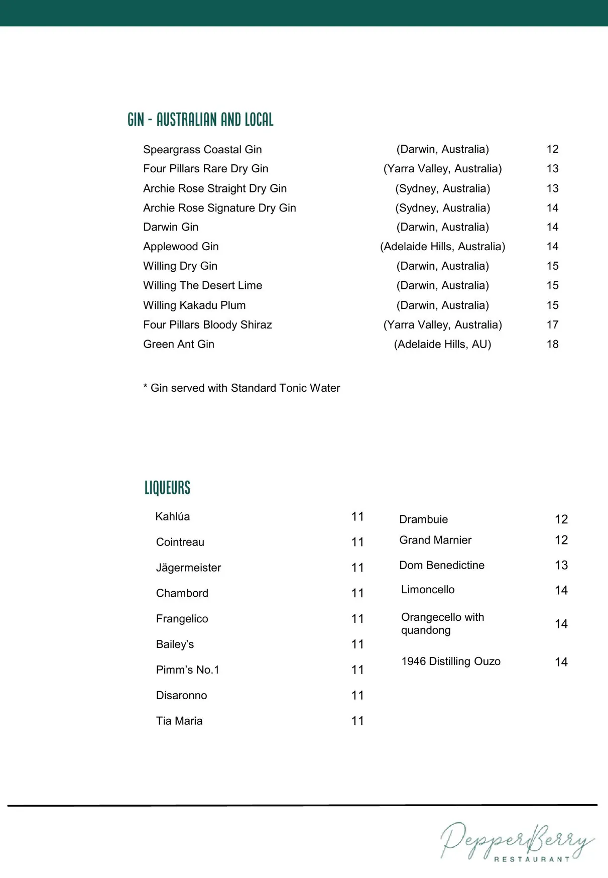Pepperberry menu, page 24