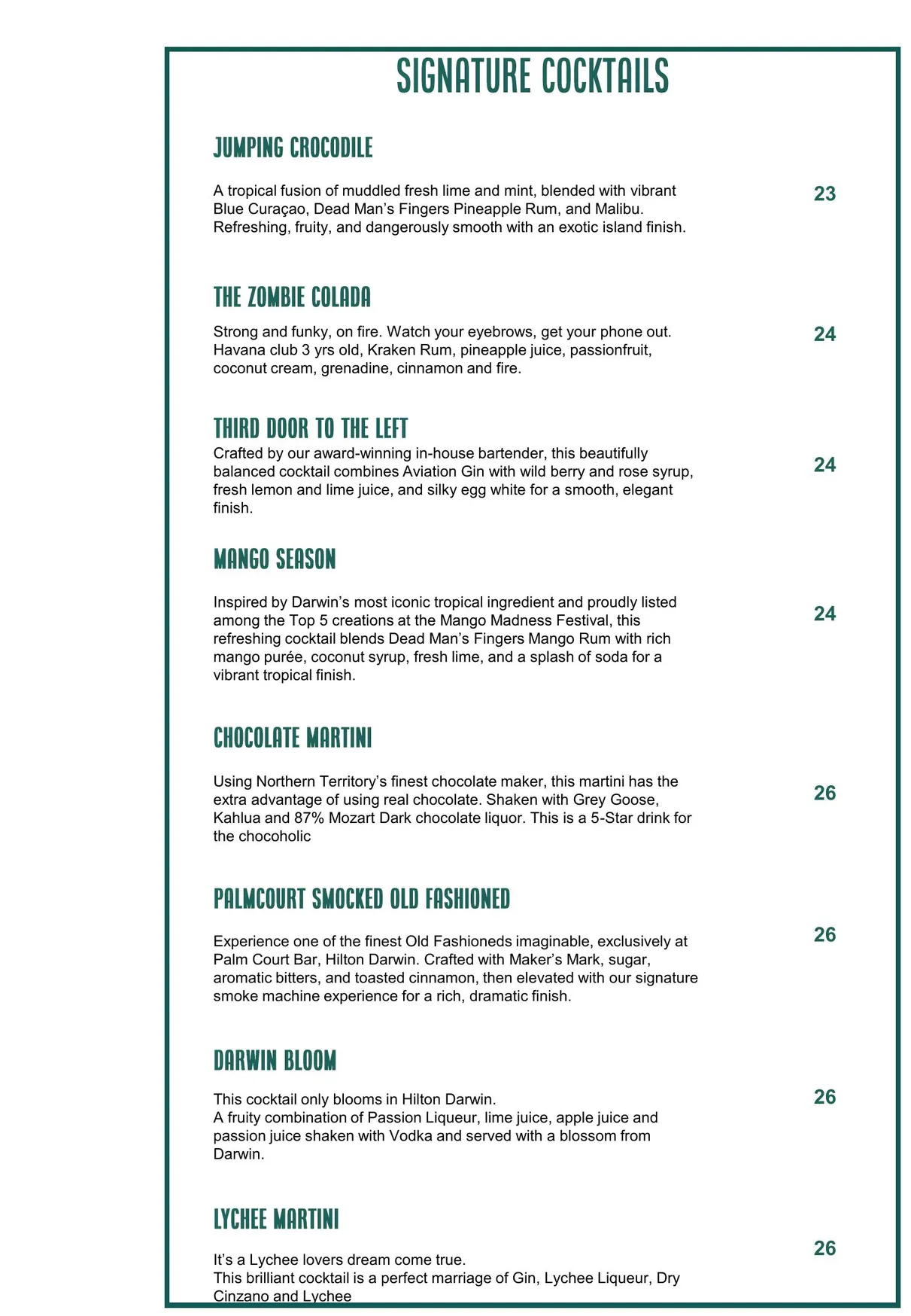 Pepperberry menu, page 20