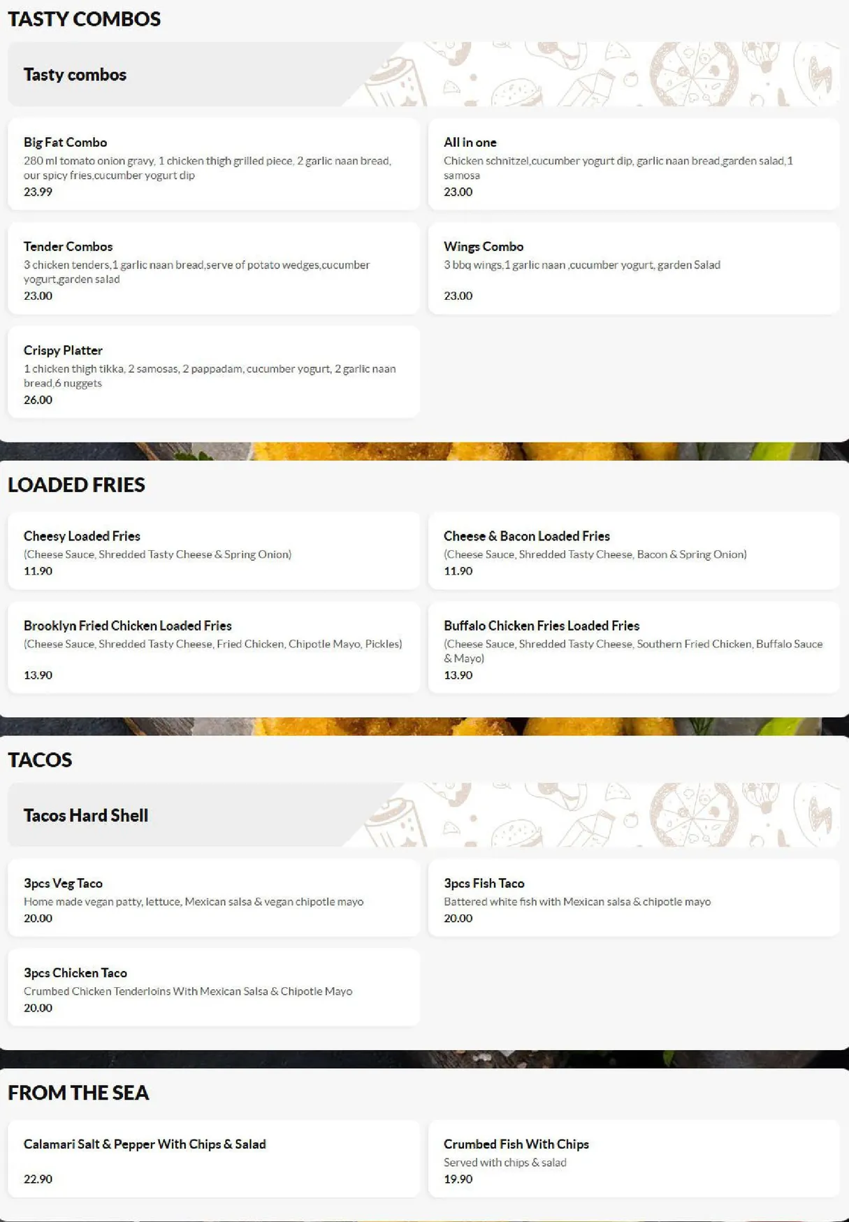 The Newtown Corner menu, page 4