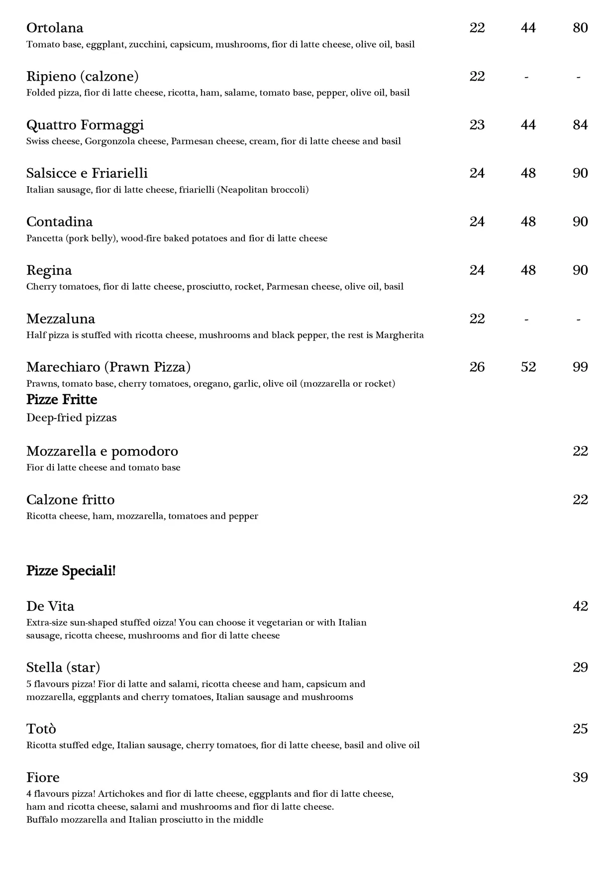 De Vita Italian- Manly menu, page 3