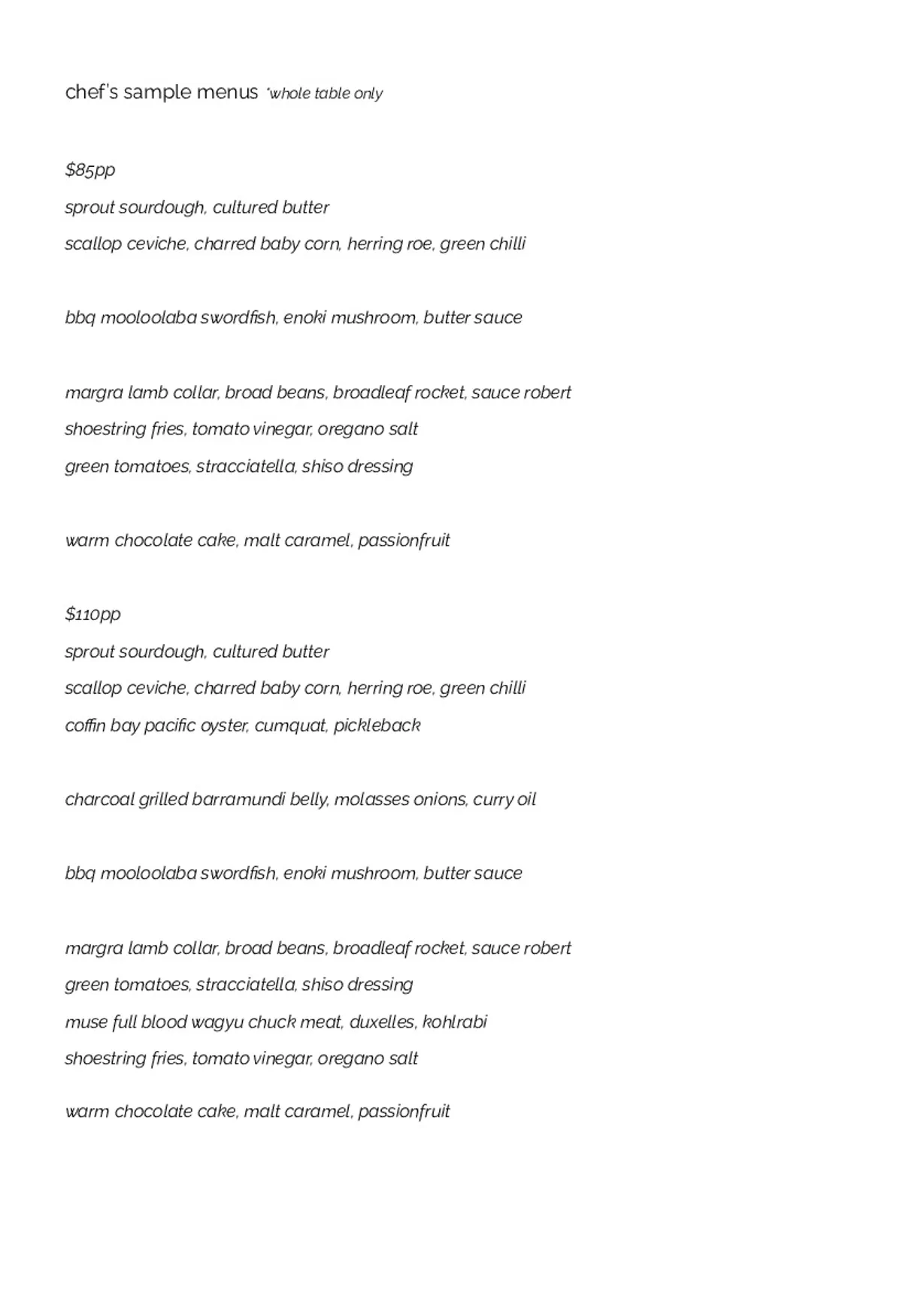 Leonards Bar & Bistro menu, page 2