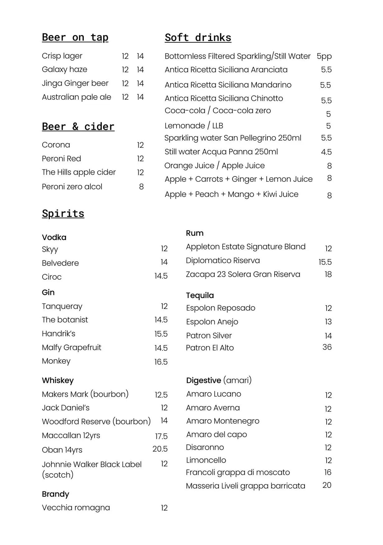 Doughcraft Italian Restaurant menu, page 12