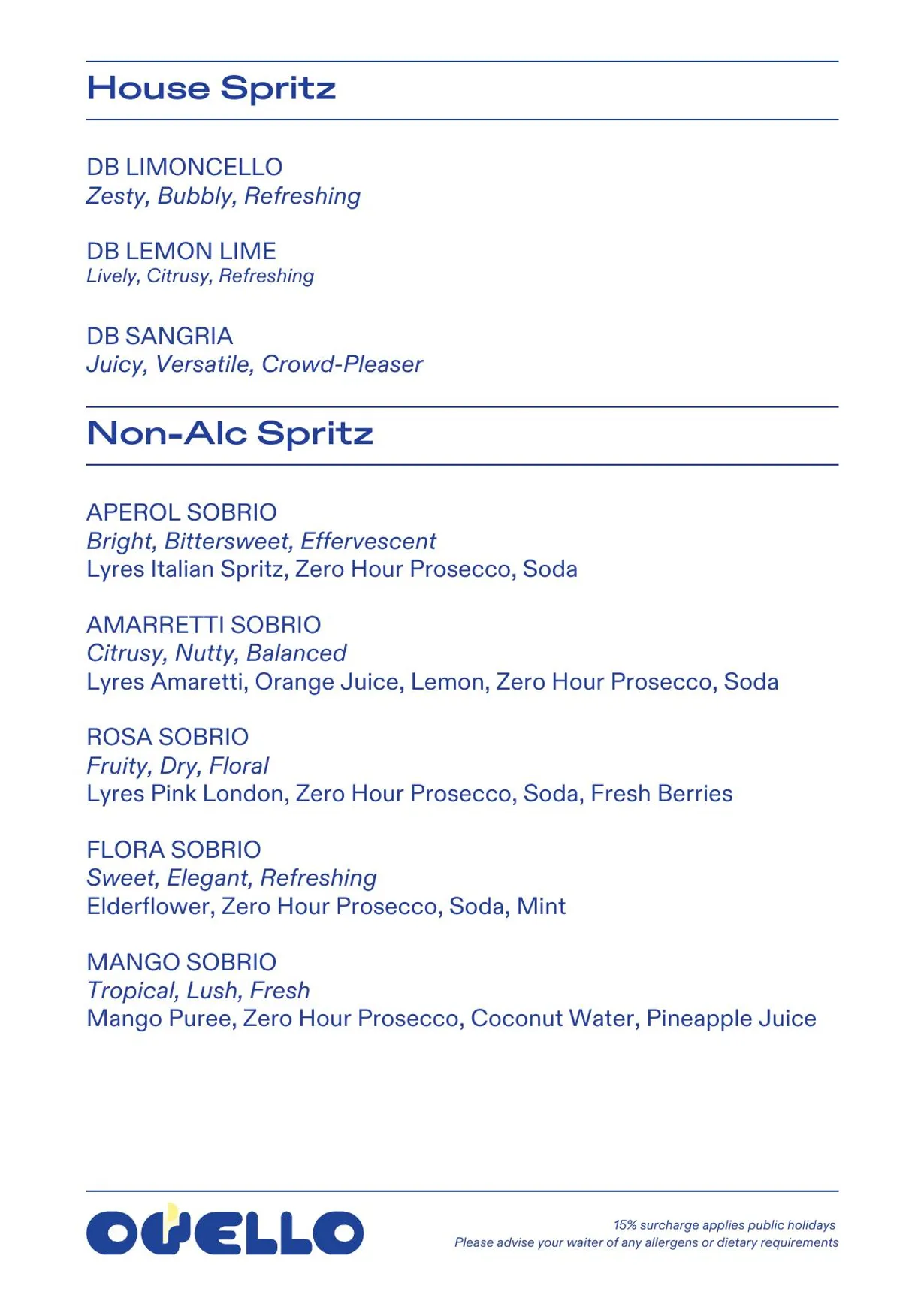 Ovello Bar & Kitchen menu, page 5