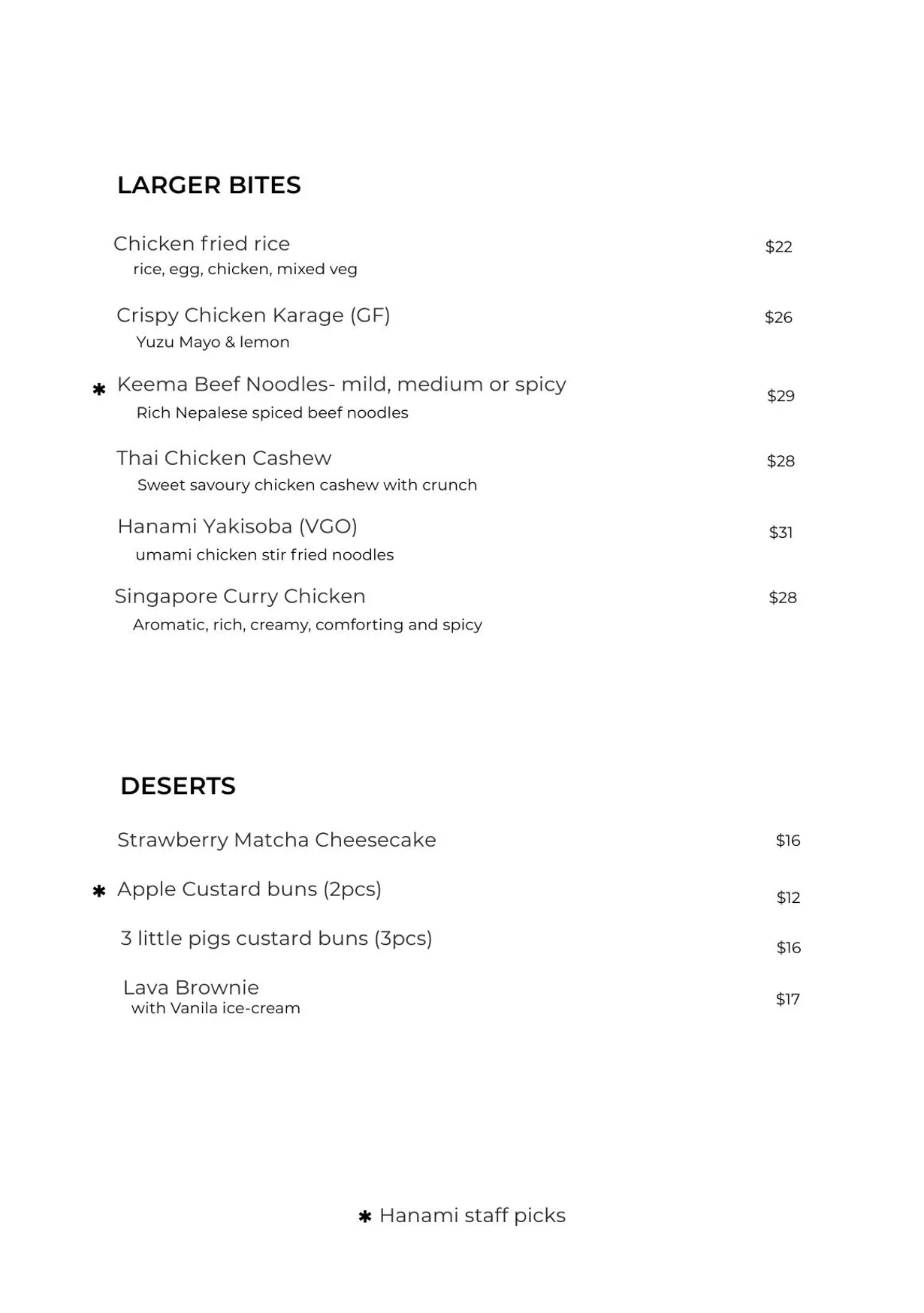 Bar Hanami menu, page 7