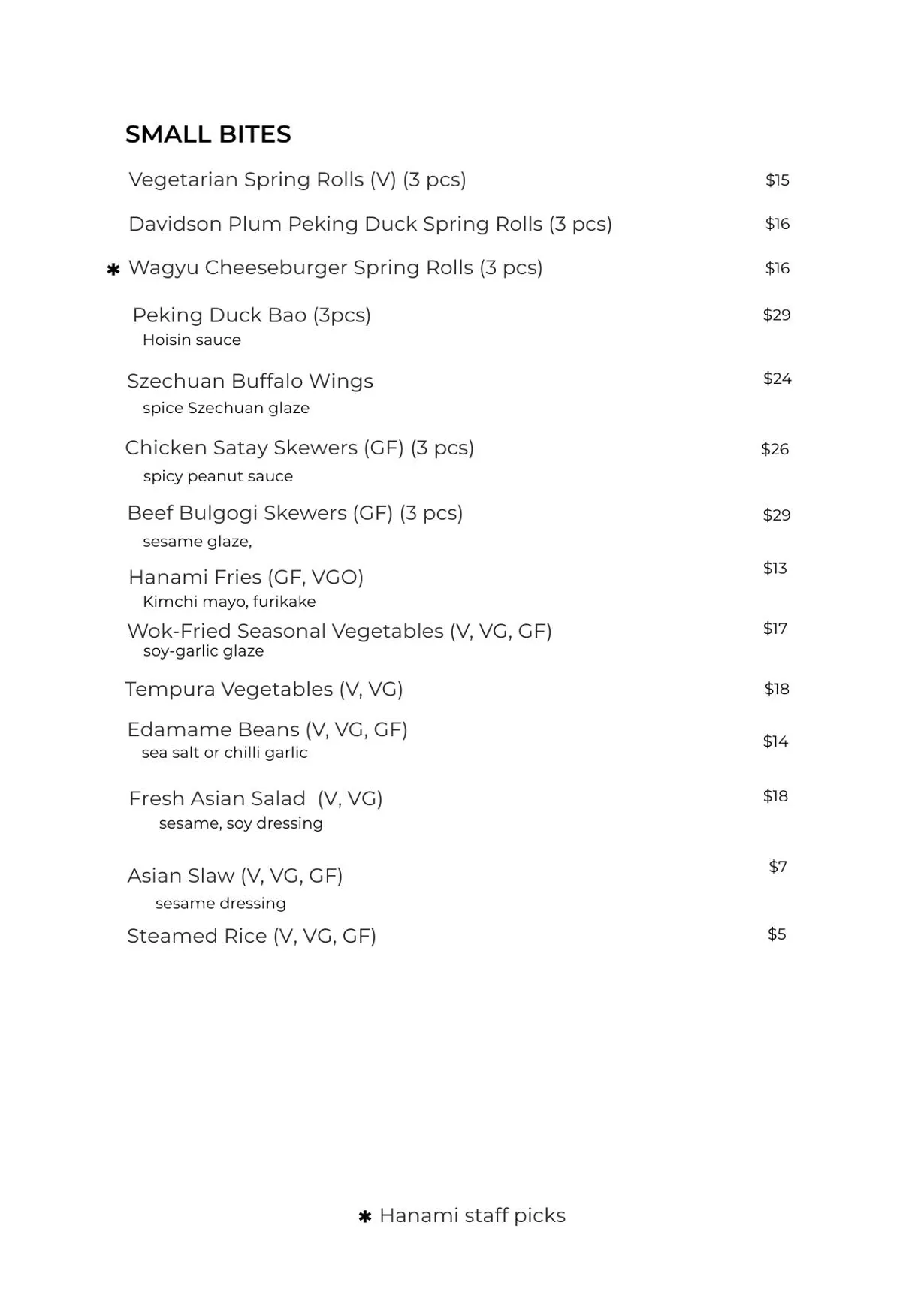 Bar Hanami menu, page 5