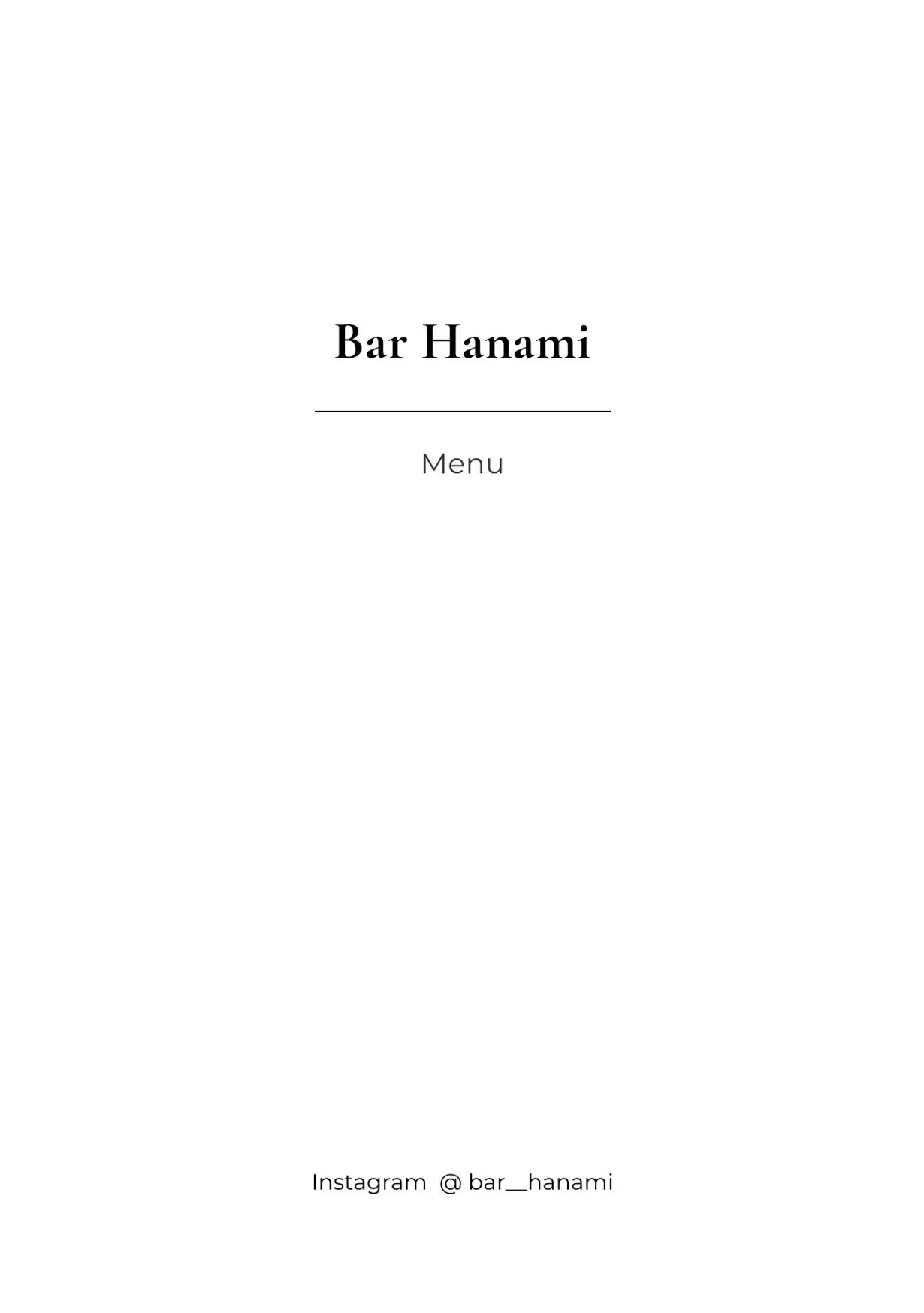 Bar Hanami menu, page 1