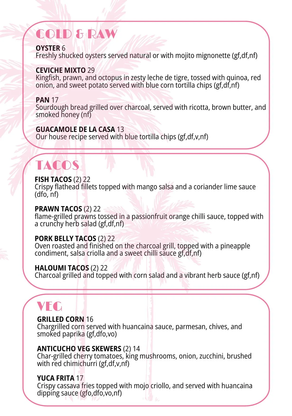 Las Palmas menu, page 2