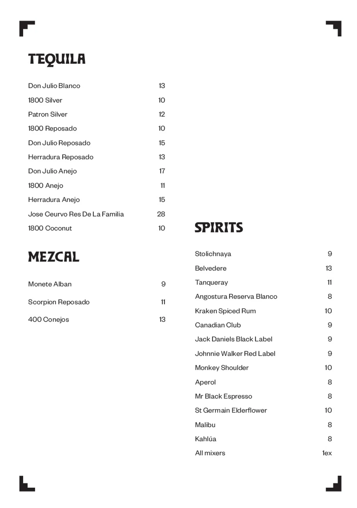 Taqueria menu, page 5