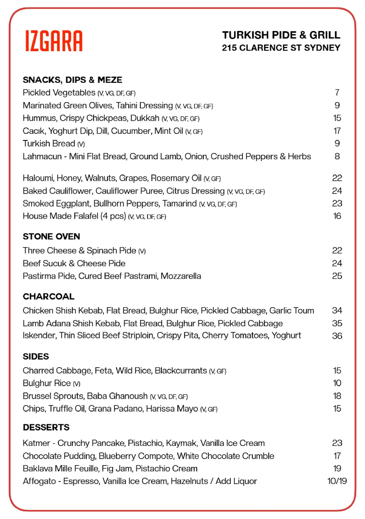 Izgara menu, page 1