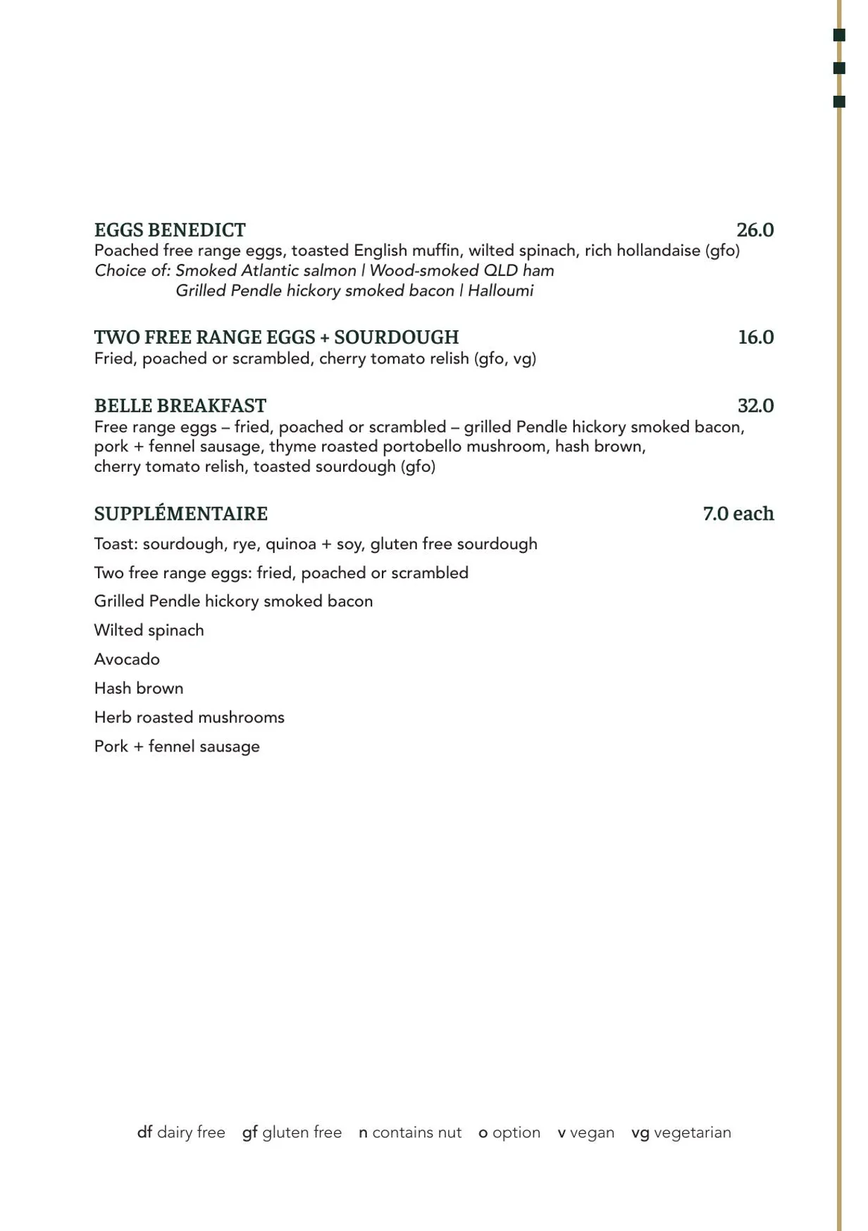 Belle Époque menu, page 2