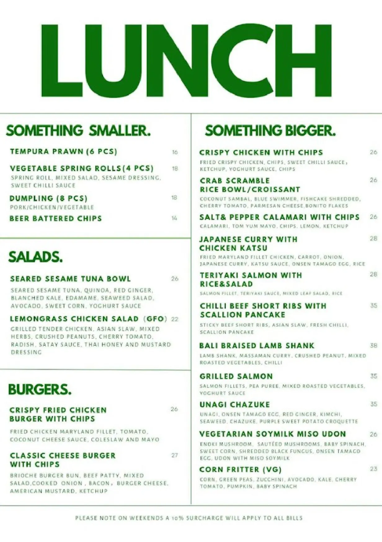 Overture Cafe & Restaurant menu, page 2