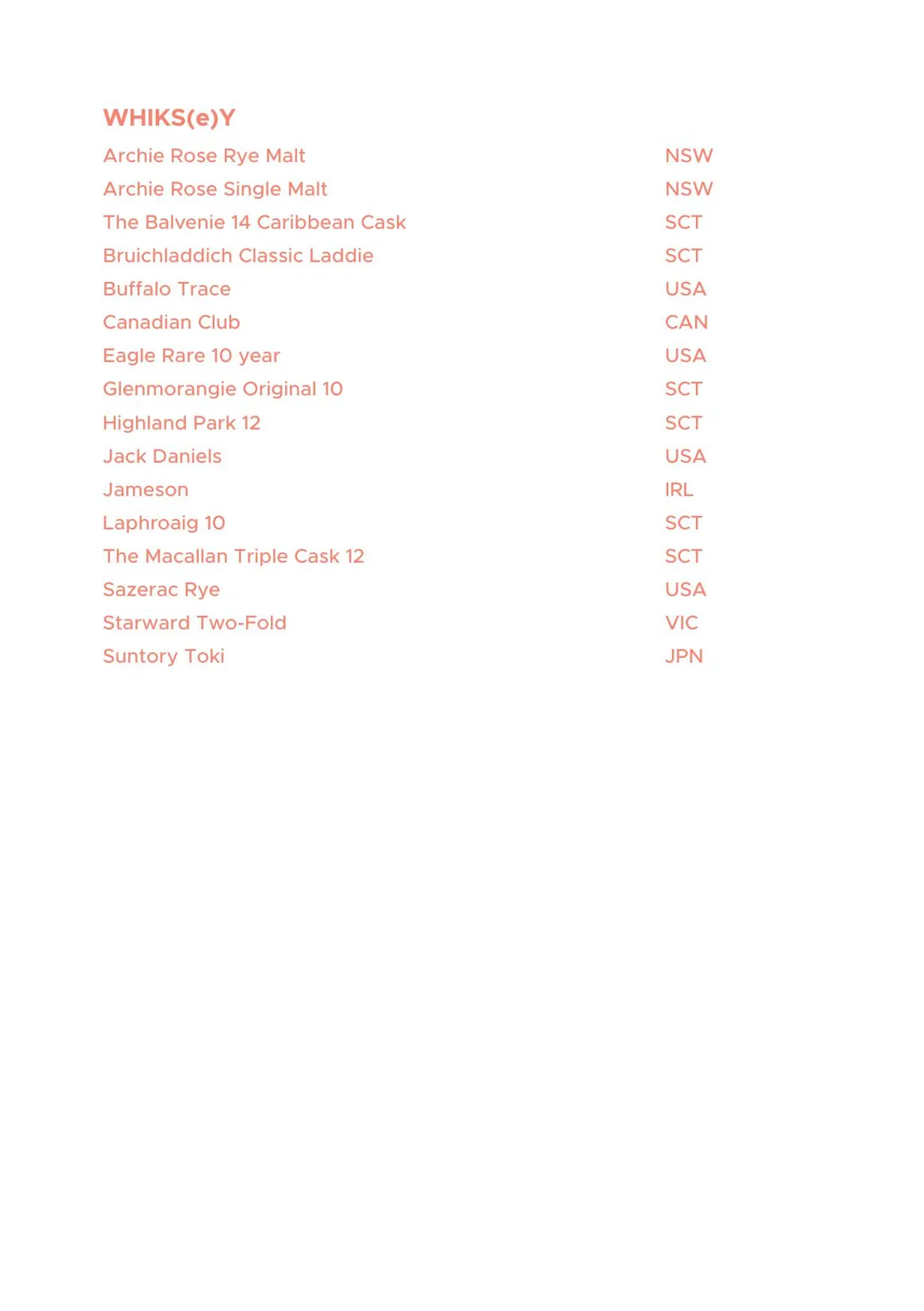 Cabana Bar menu, page 22