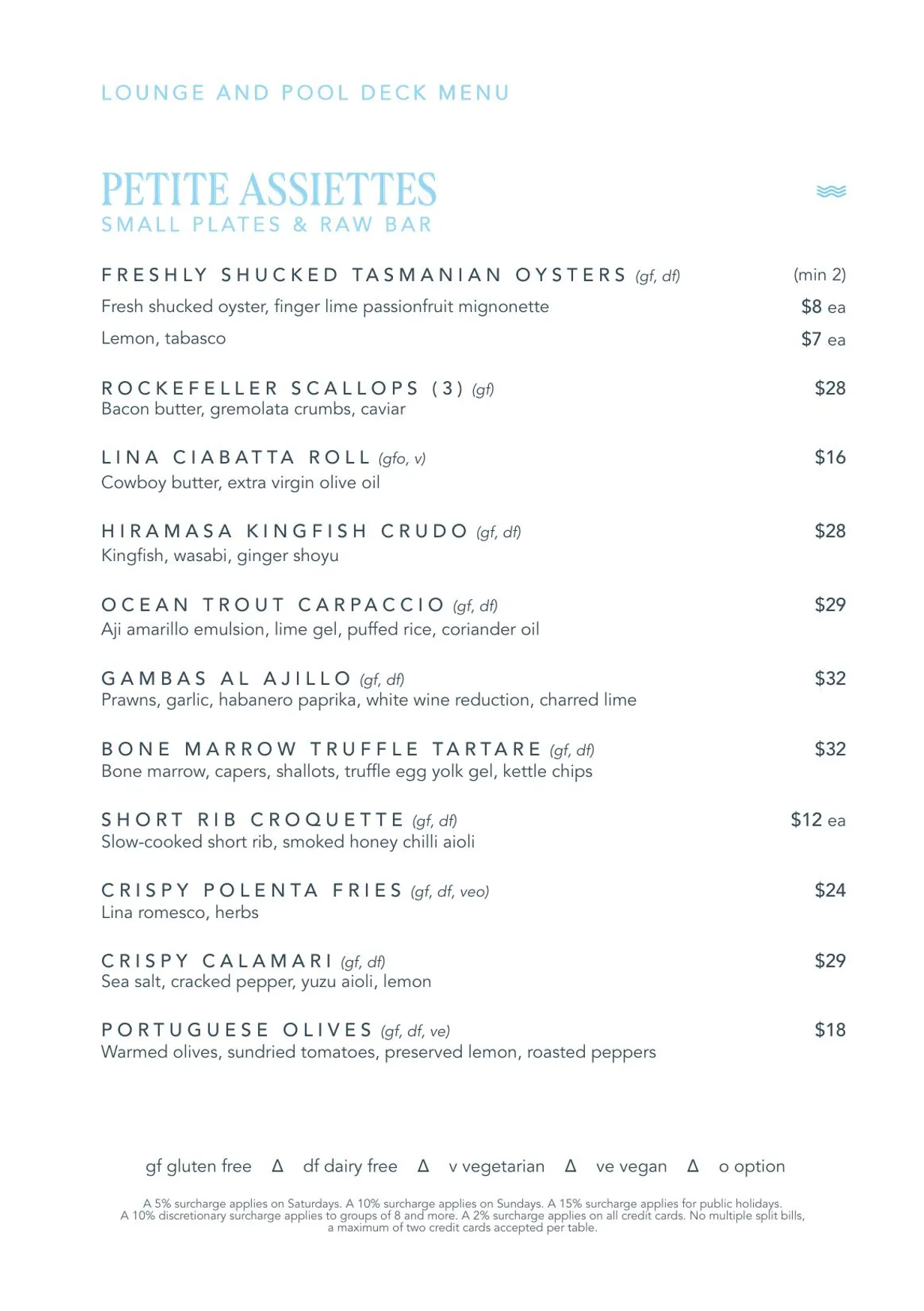 Lina Rooftop menu, page 3