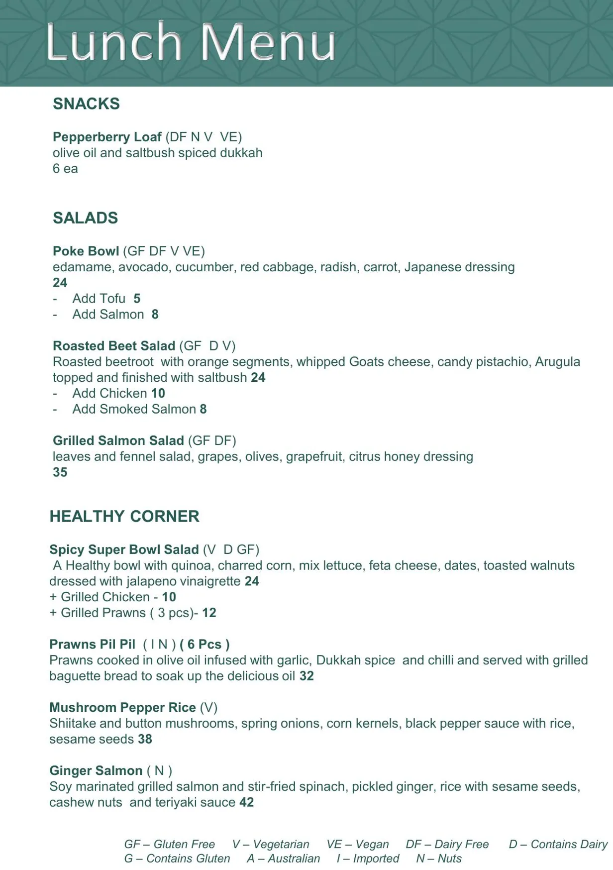 Pepperberry menu, page 4