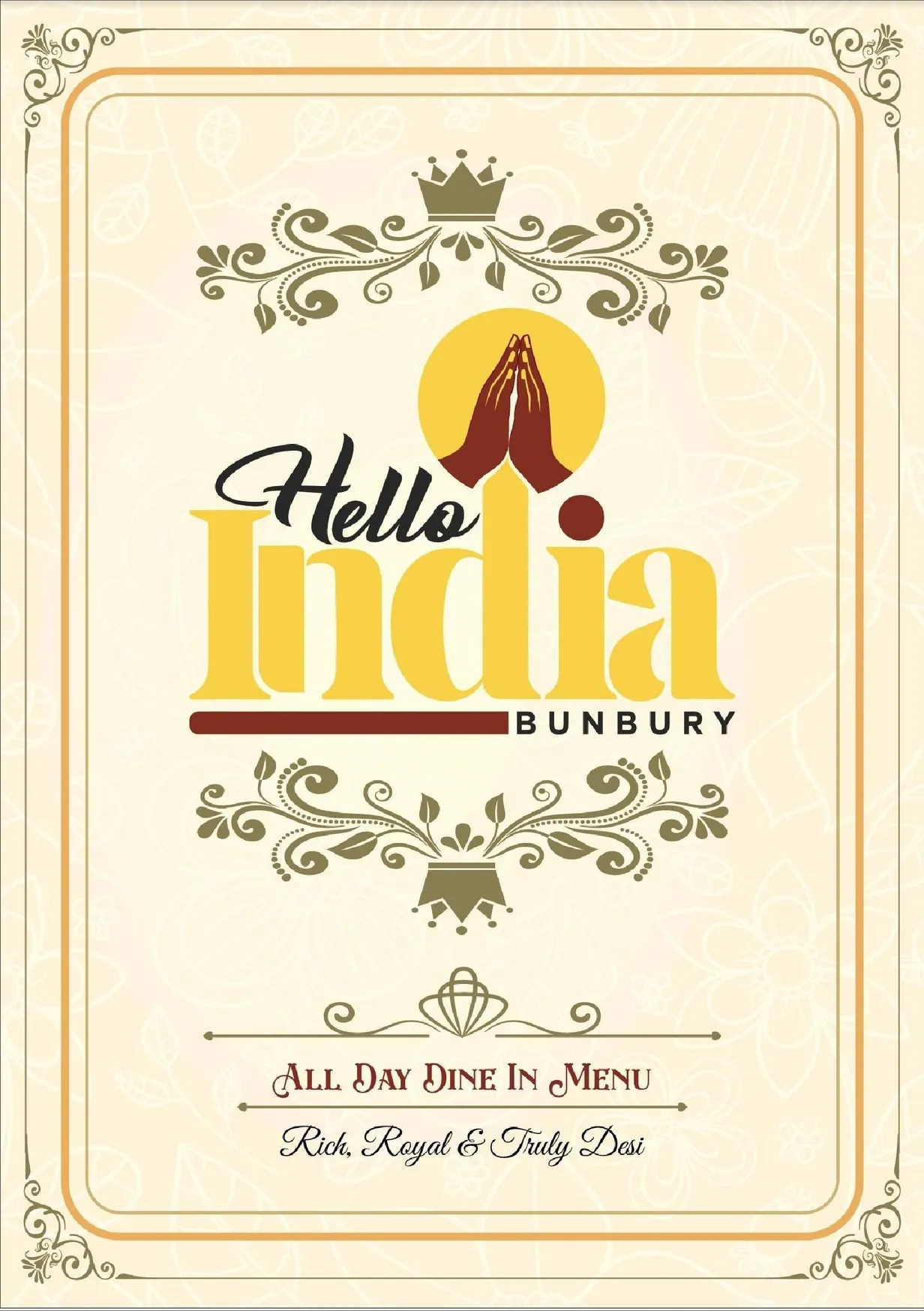 Hello India Bunbury menu, page 1