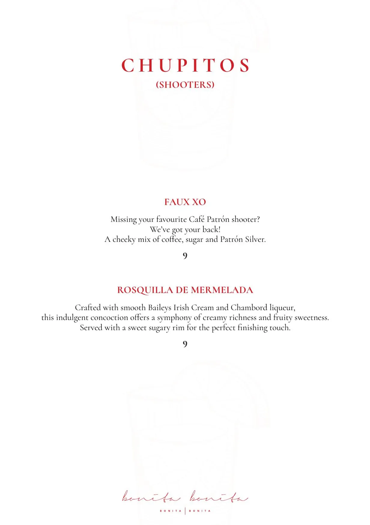 Bonita Bonita menu, page 18