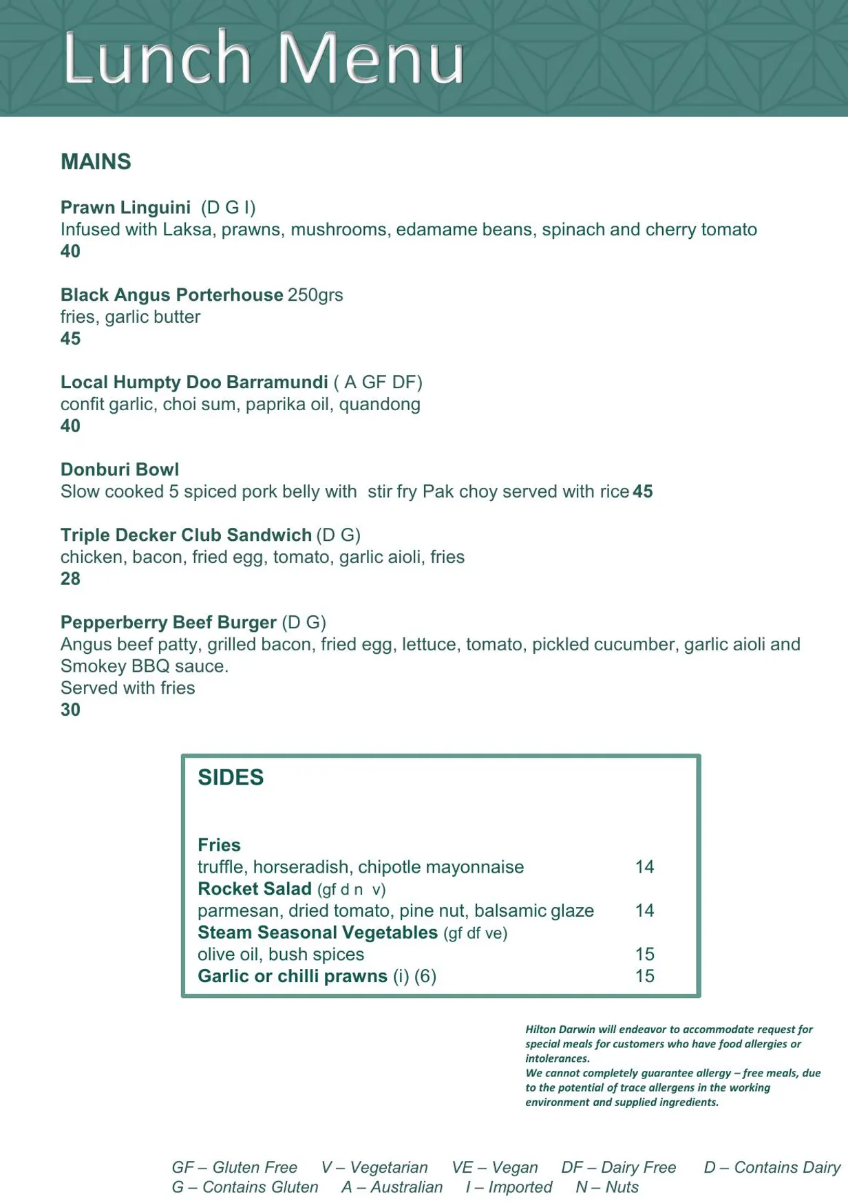 Pepperberry menu, page 5