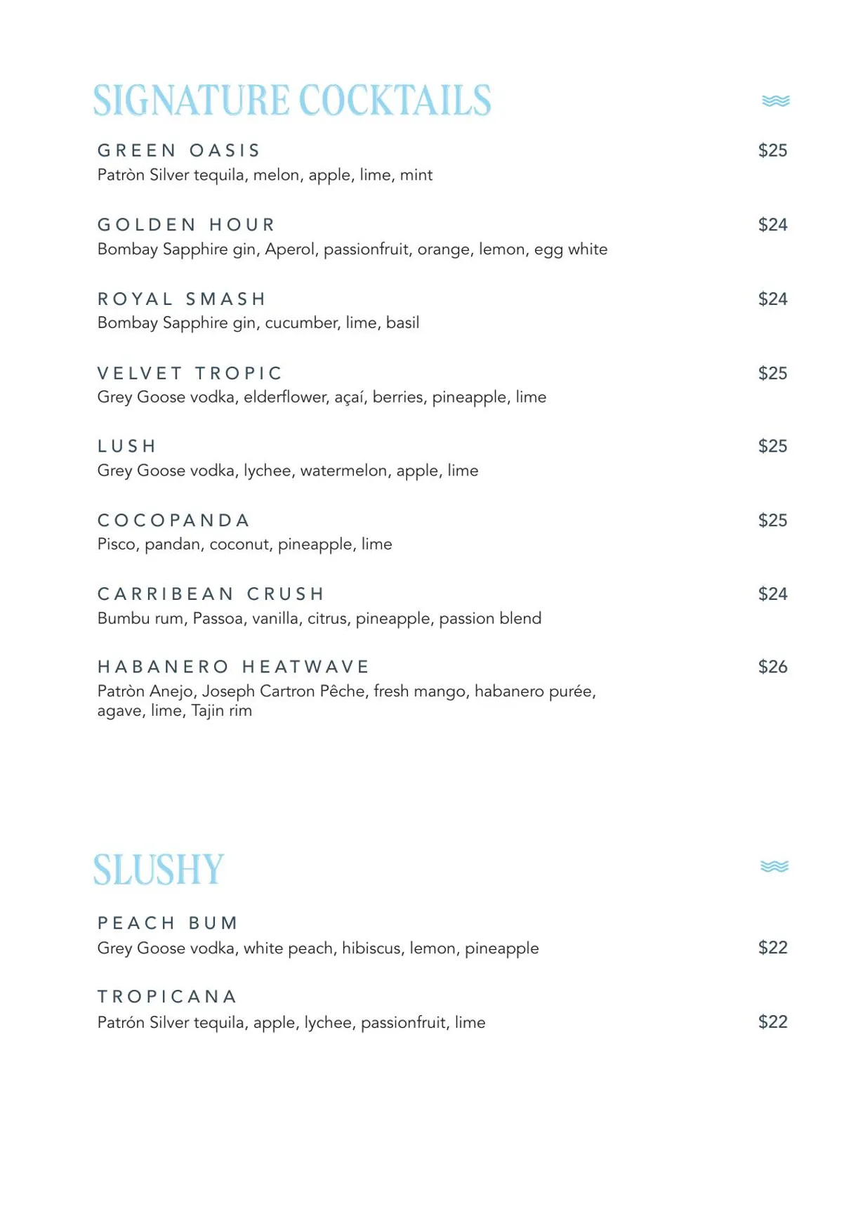 Lina Rooftop menu, page 6