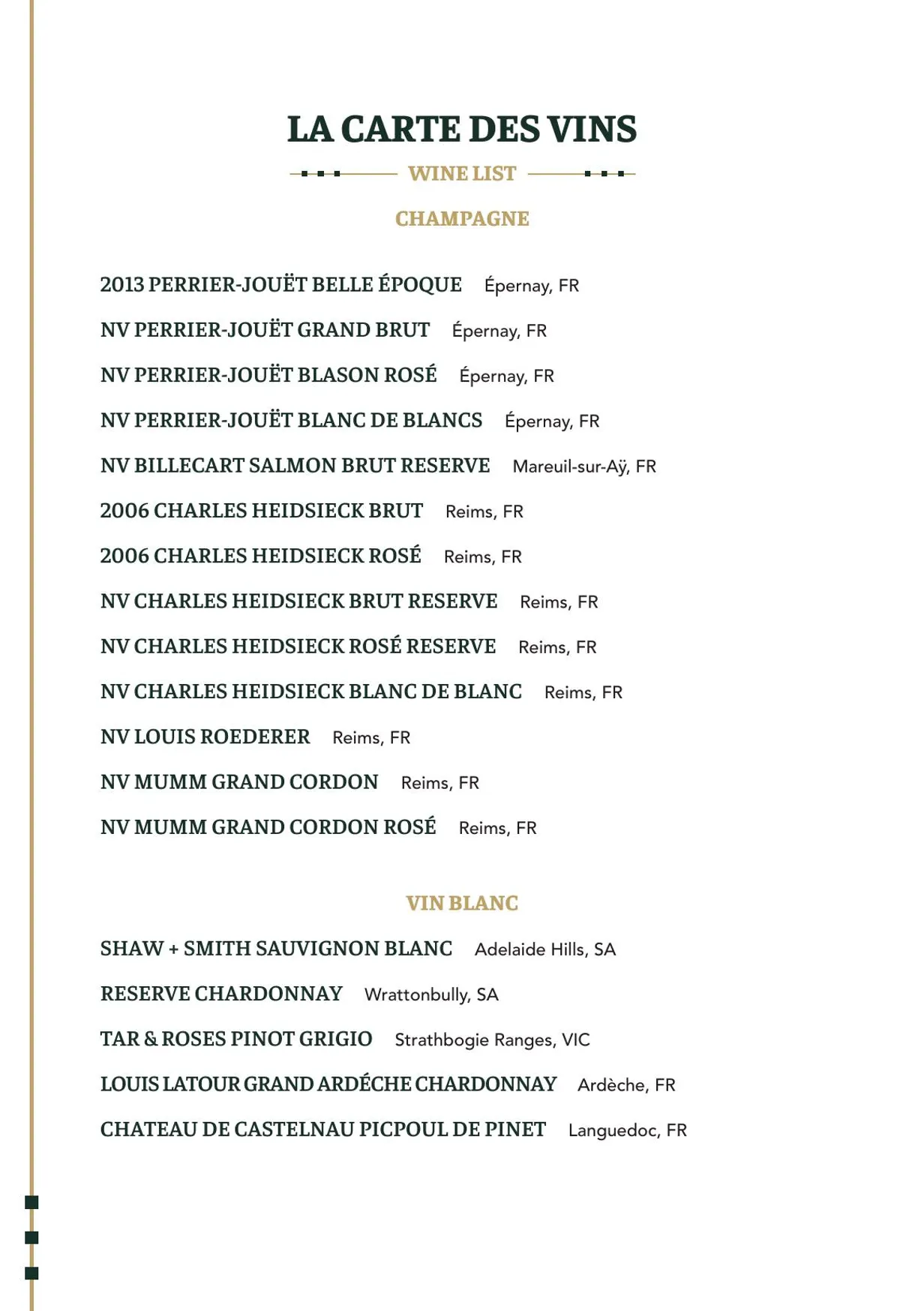 Belle Époque menu, page 9