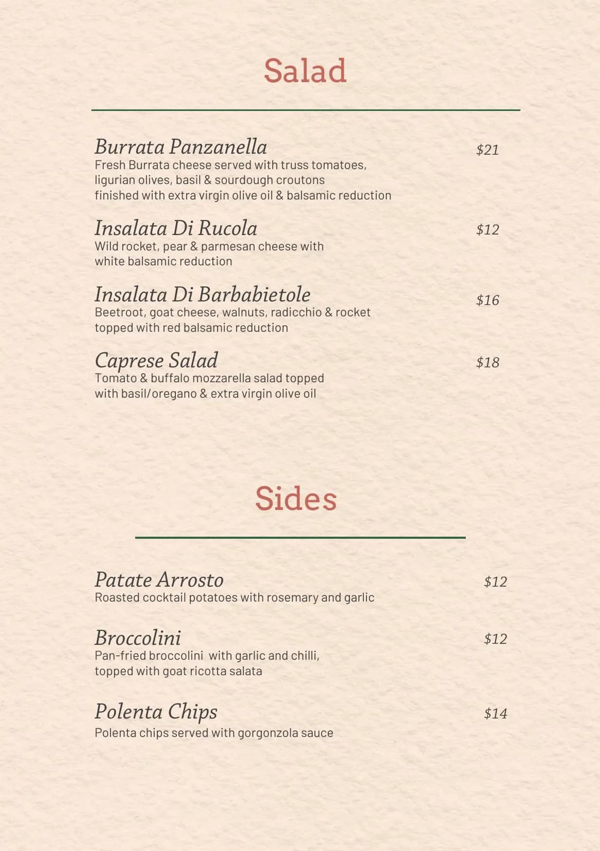 Aperitivo menu, page 2