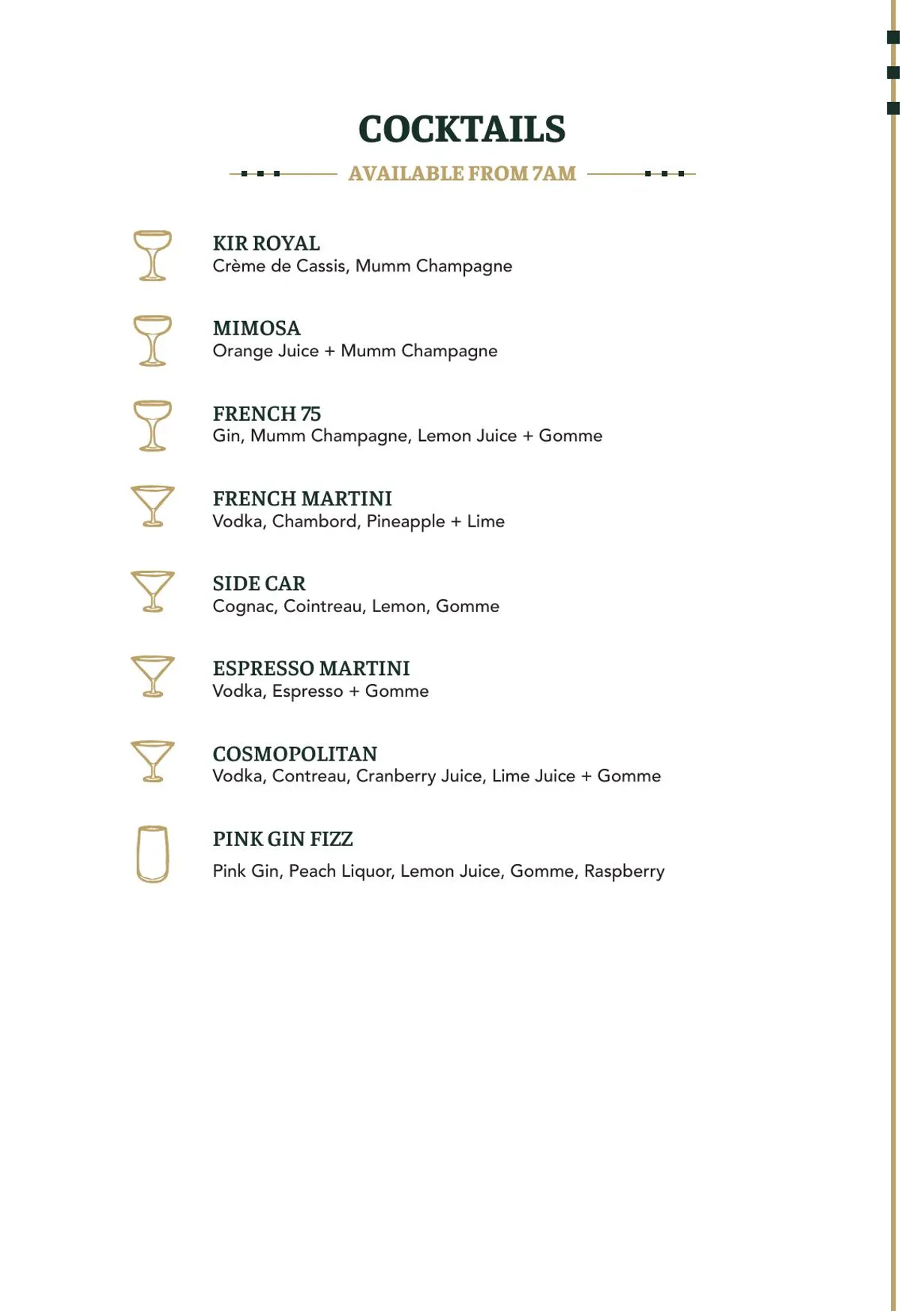 Belle Époque menu, page 8